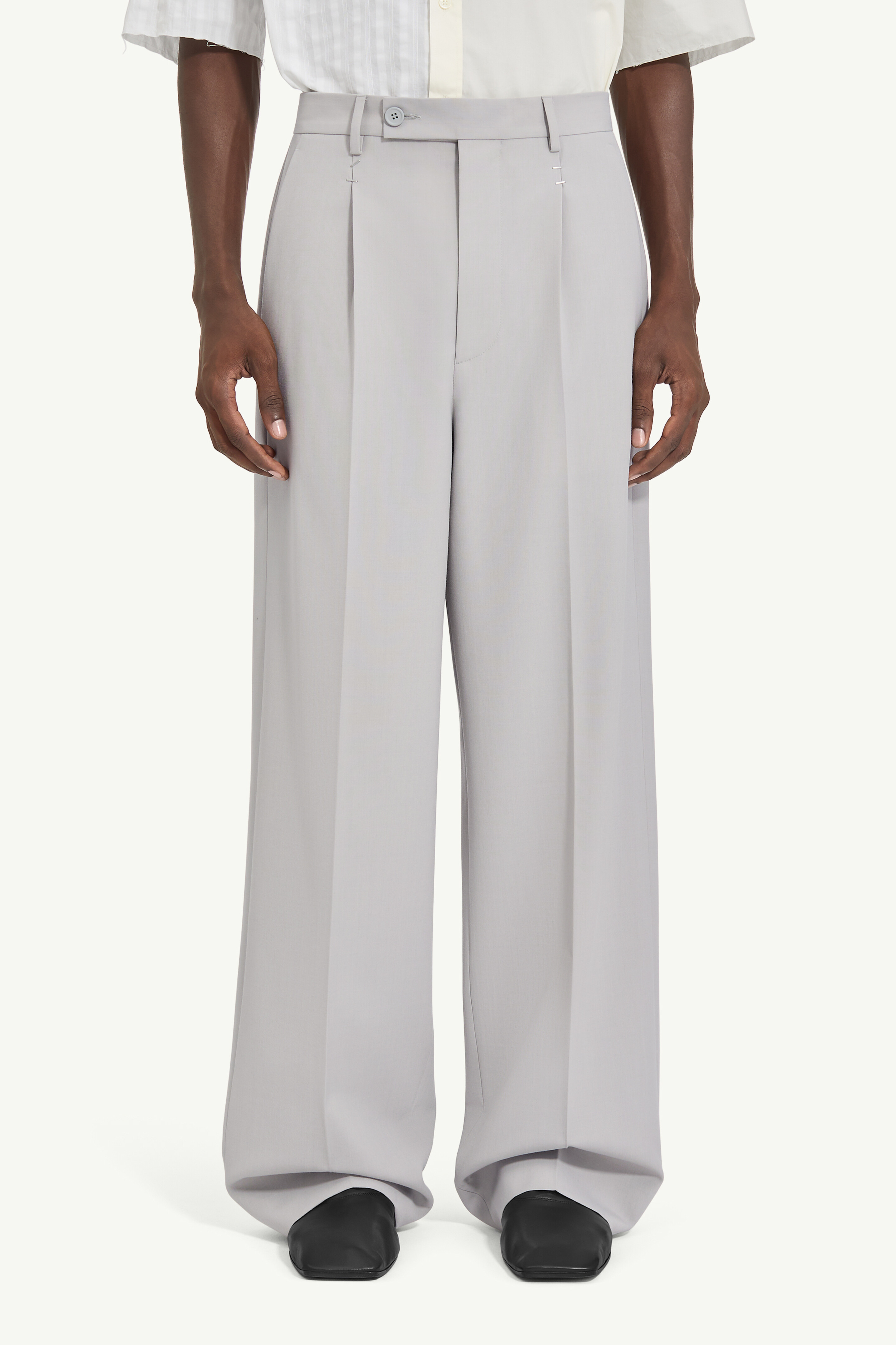 Stapled wool trousers