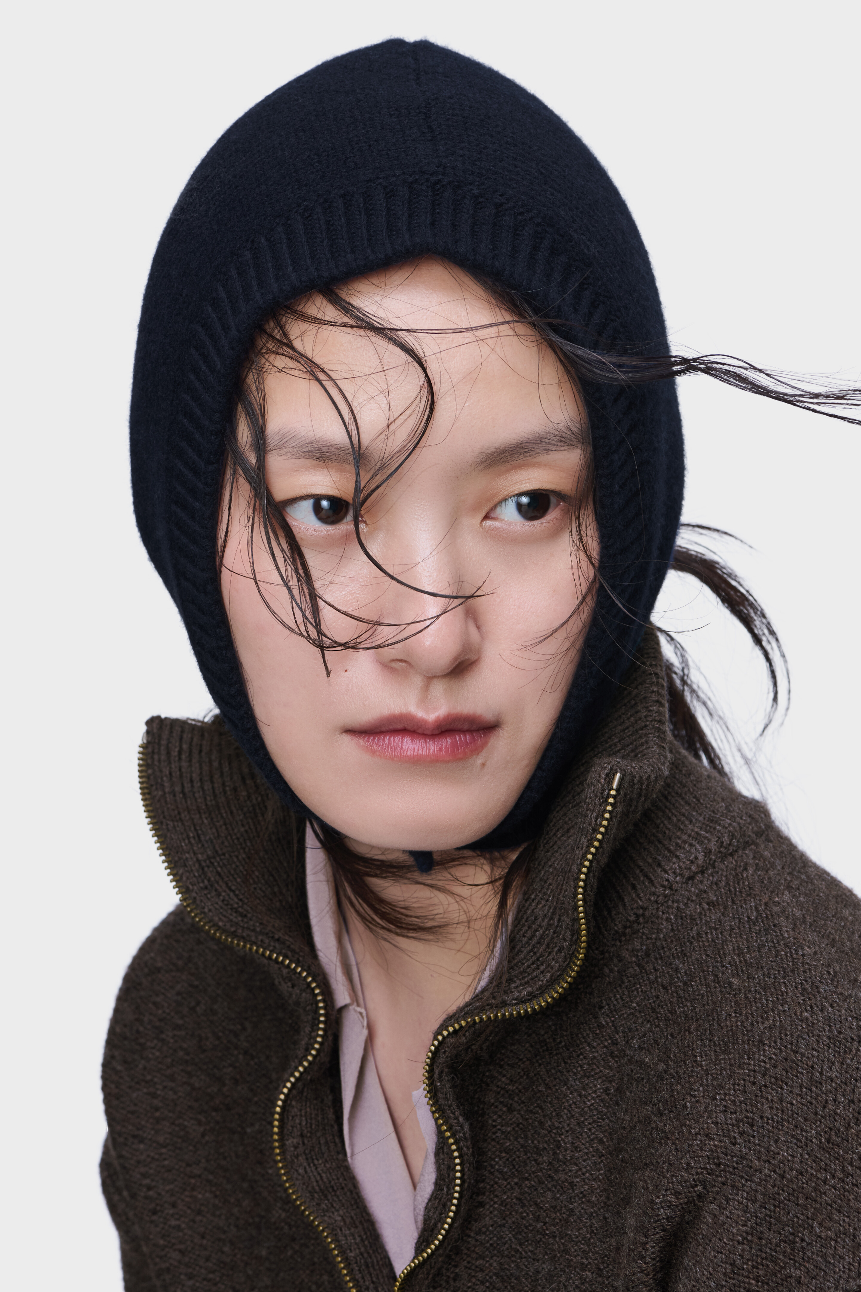 Wool knit hood