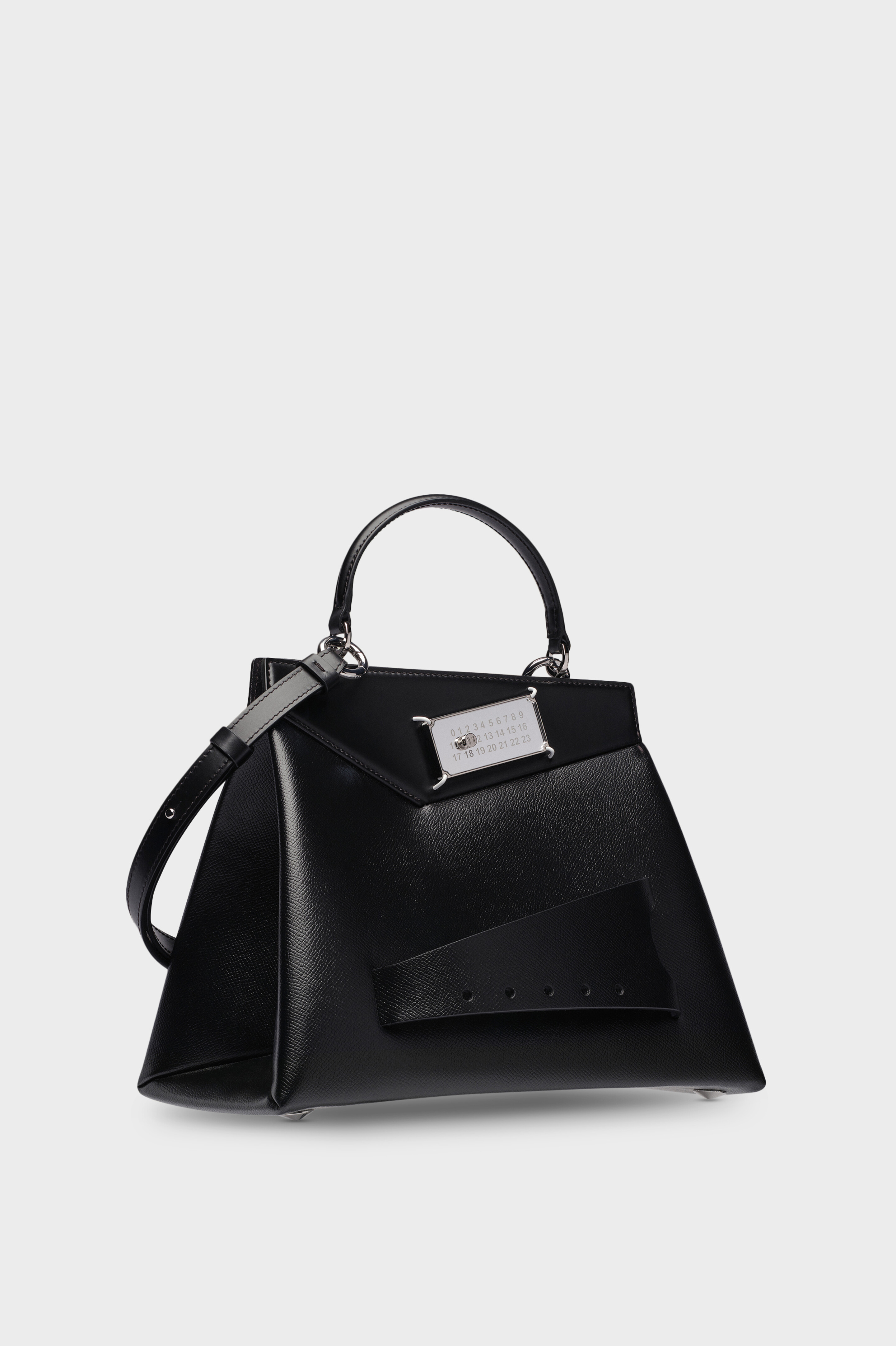 Black Leather Medium Snatched Handbag | Maison Margiela