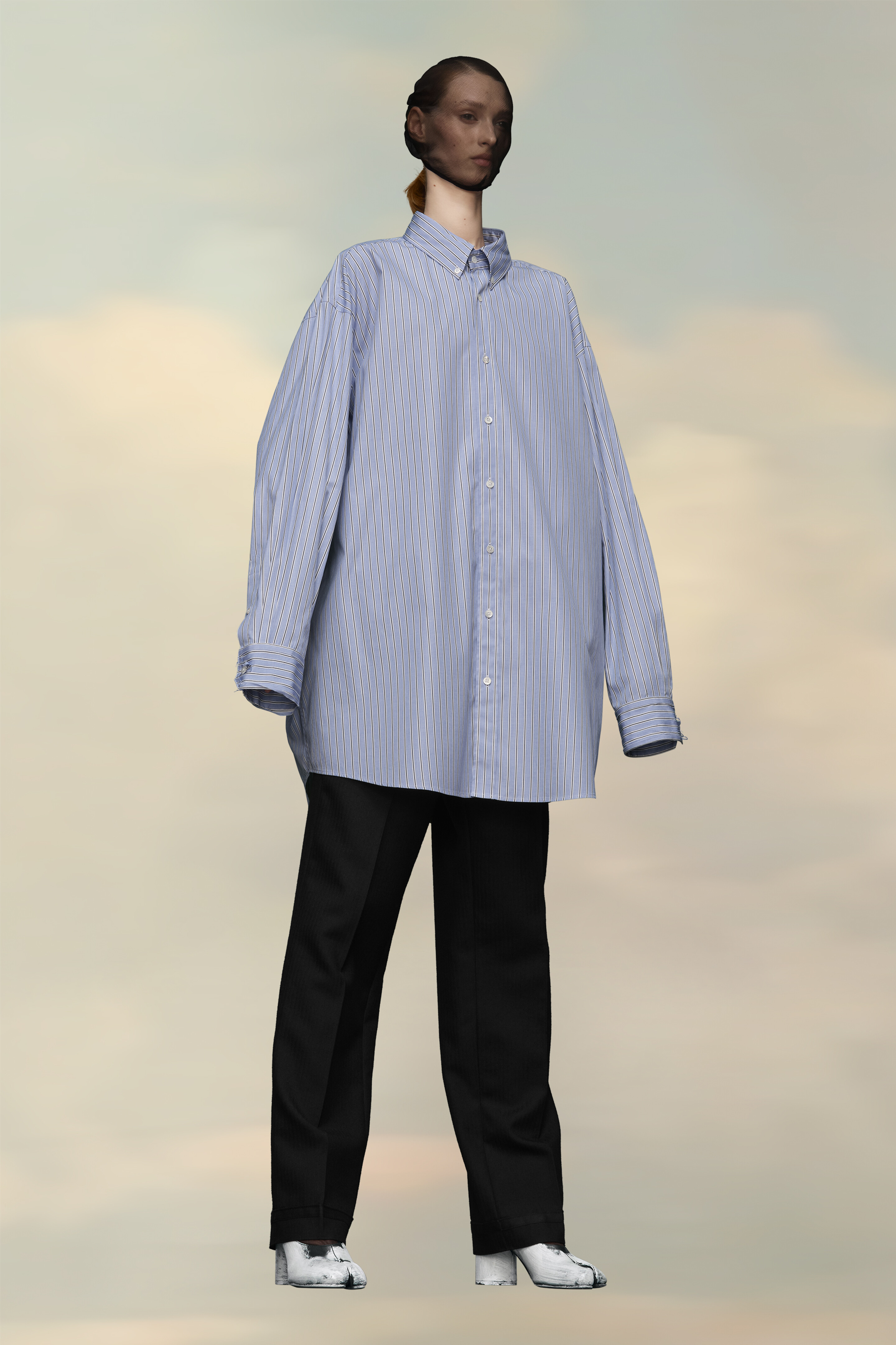 メンズブルーストライプオックスフォードシャツ | Maison Margiela