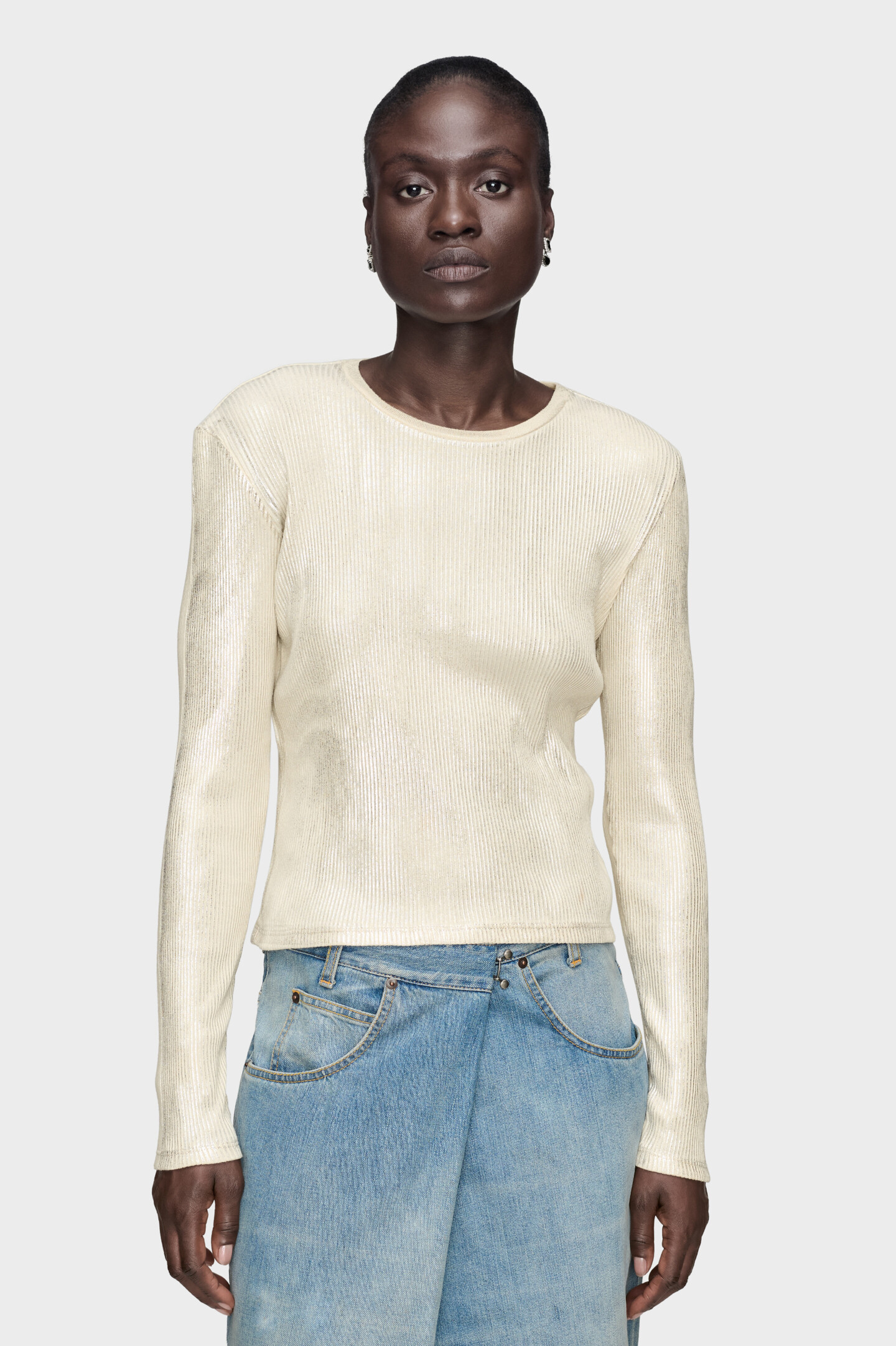 Dirty Wash Silver Print Long-Sleeve Top | Maison Margiela Official