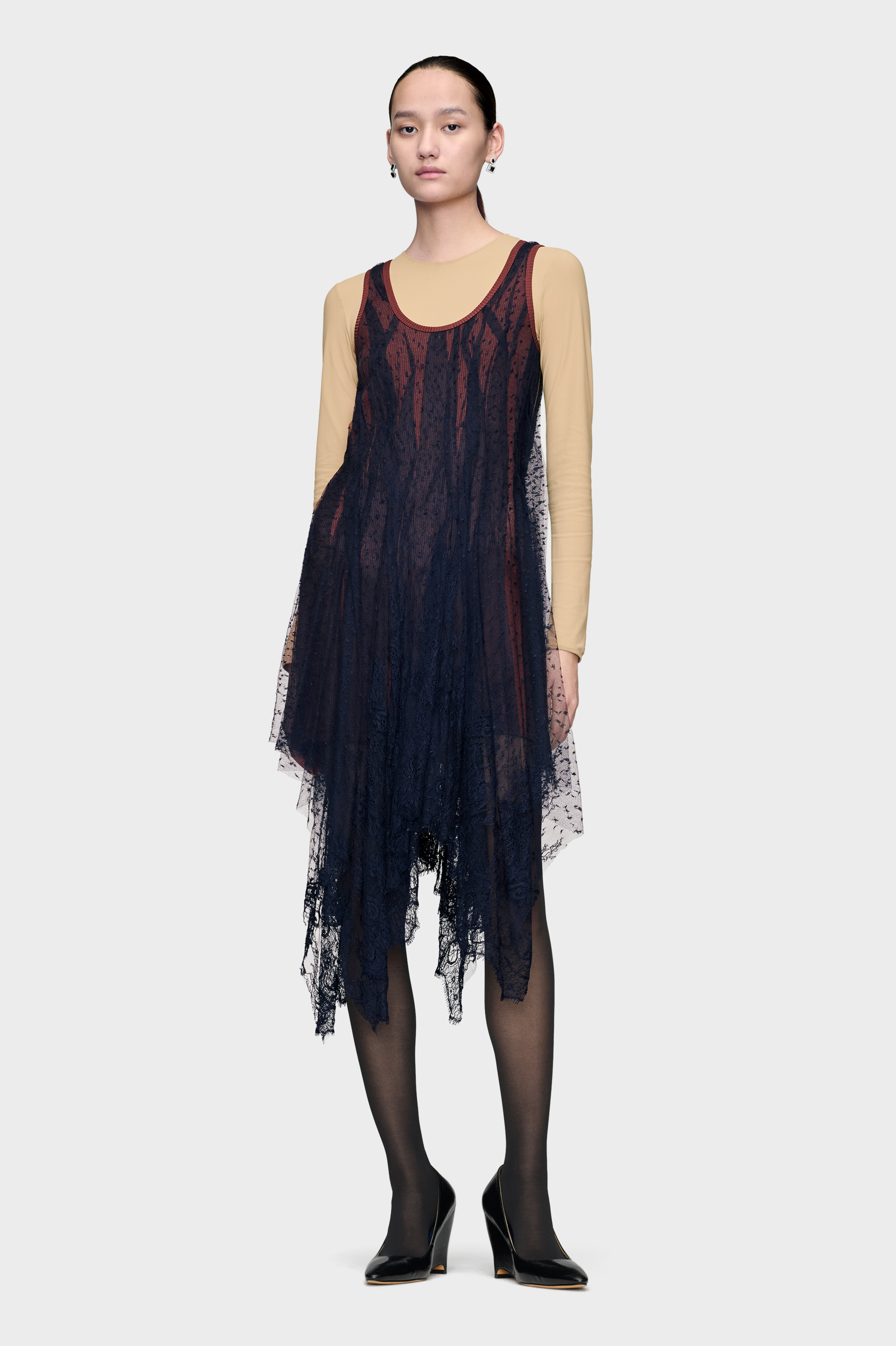 maison margiela lace dress Maison Margiela: Black Taped Slip Maxi Dress