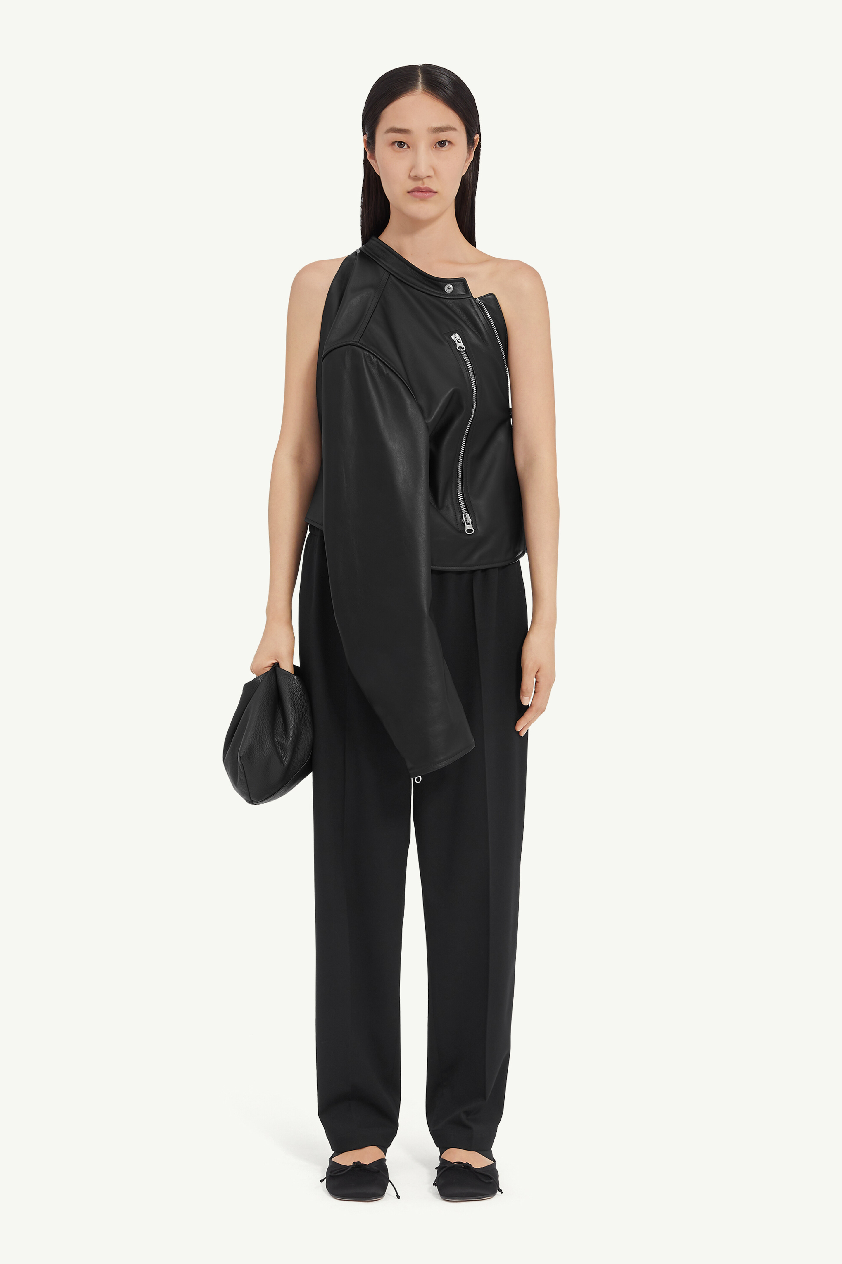 Black Leather Buttoned Twist Jacket | Maison Margiela