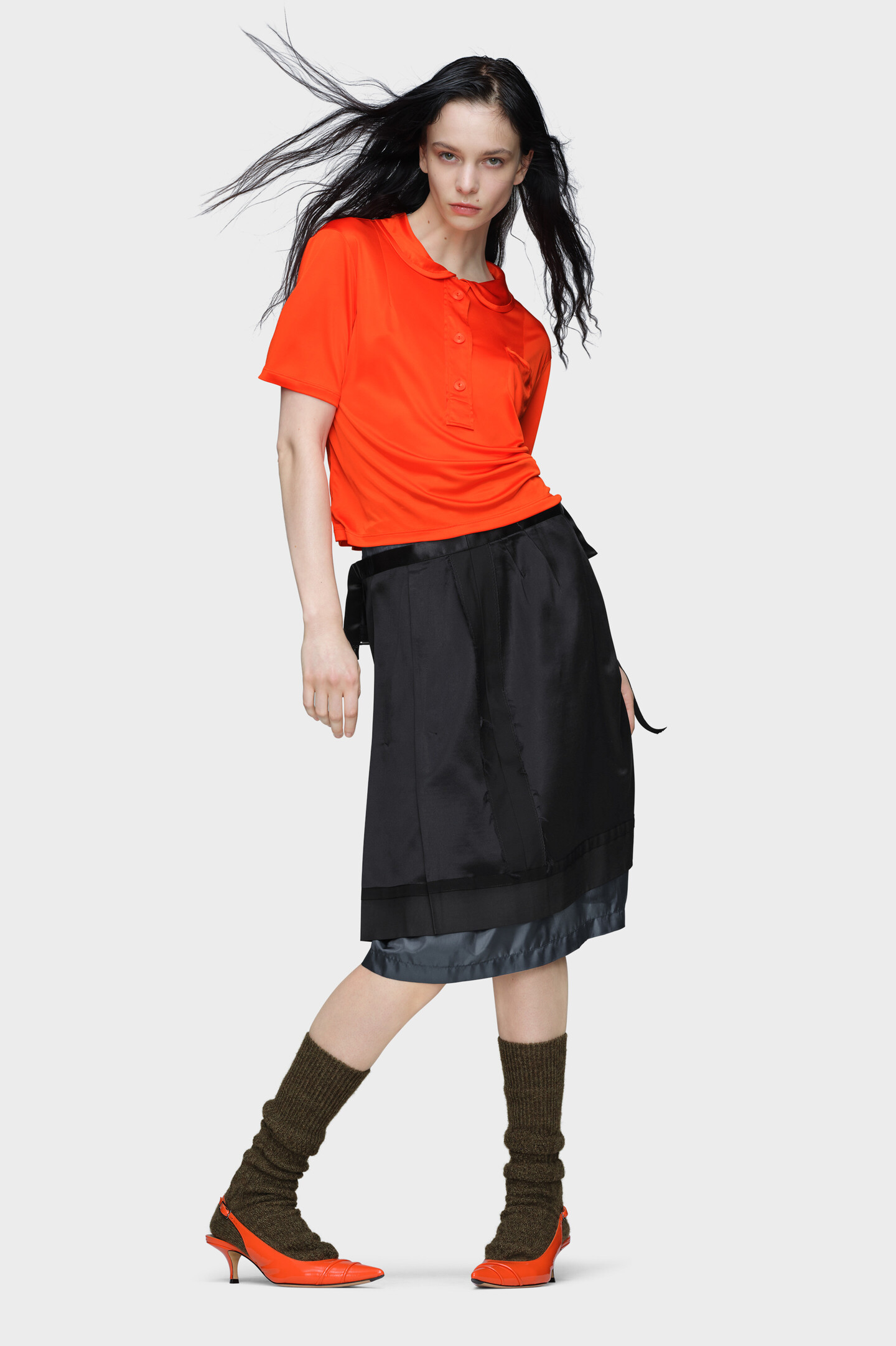 Women's Black Wool & Silk Midi Skirt | Maison Margiela