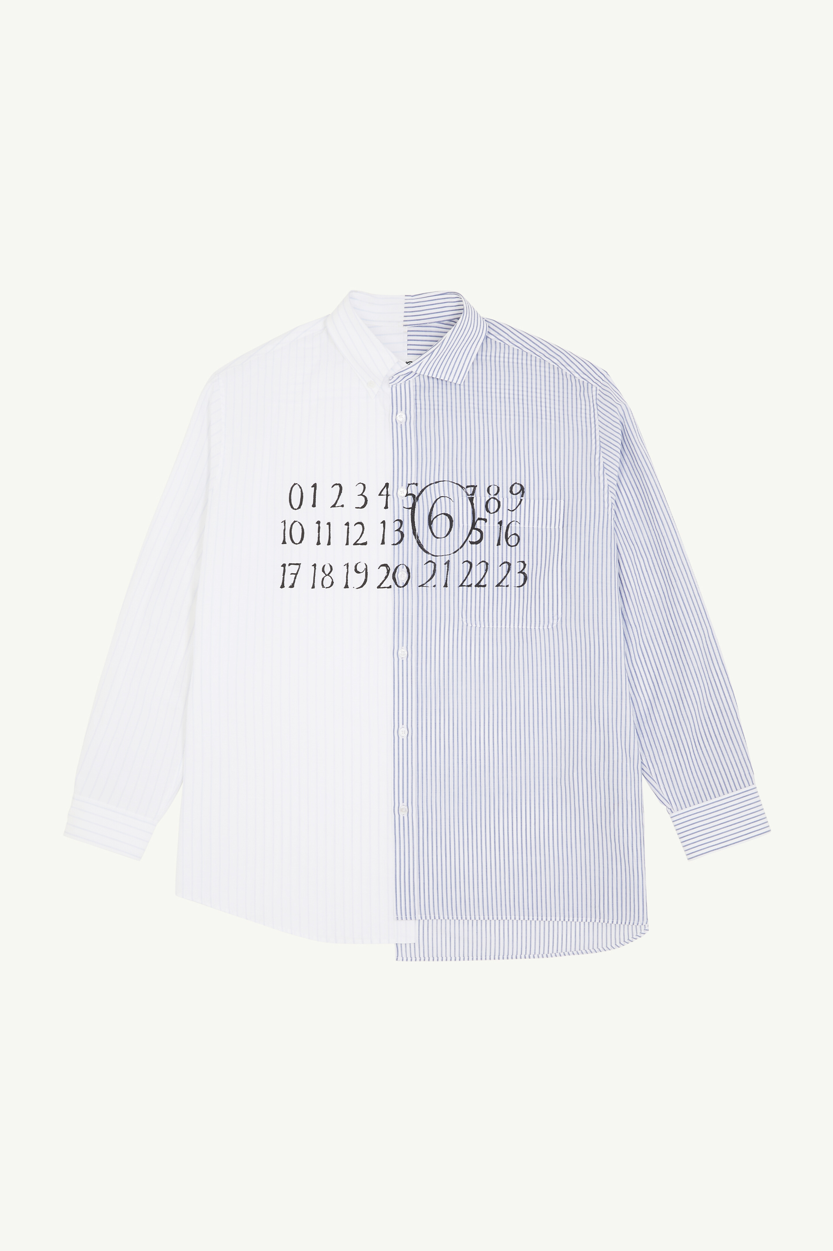 White Stripped Asymmetric Shirt | Maison Margiela