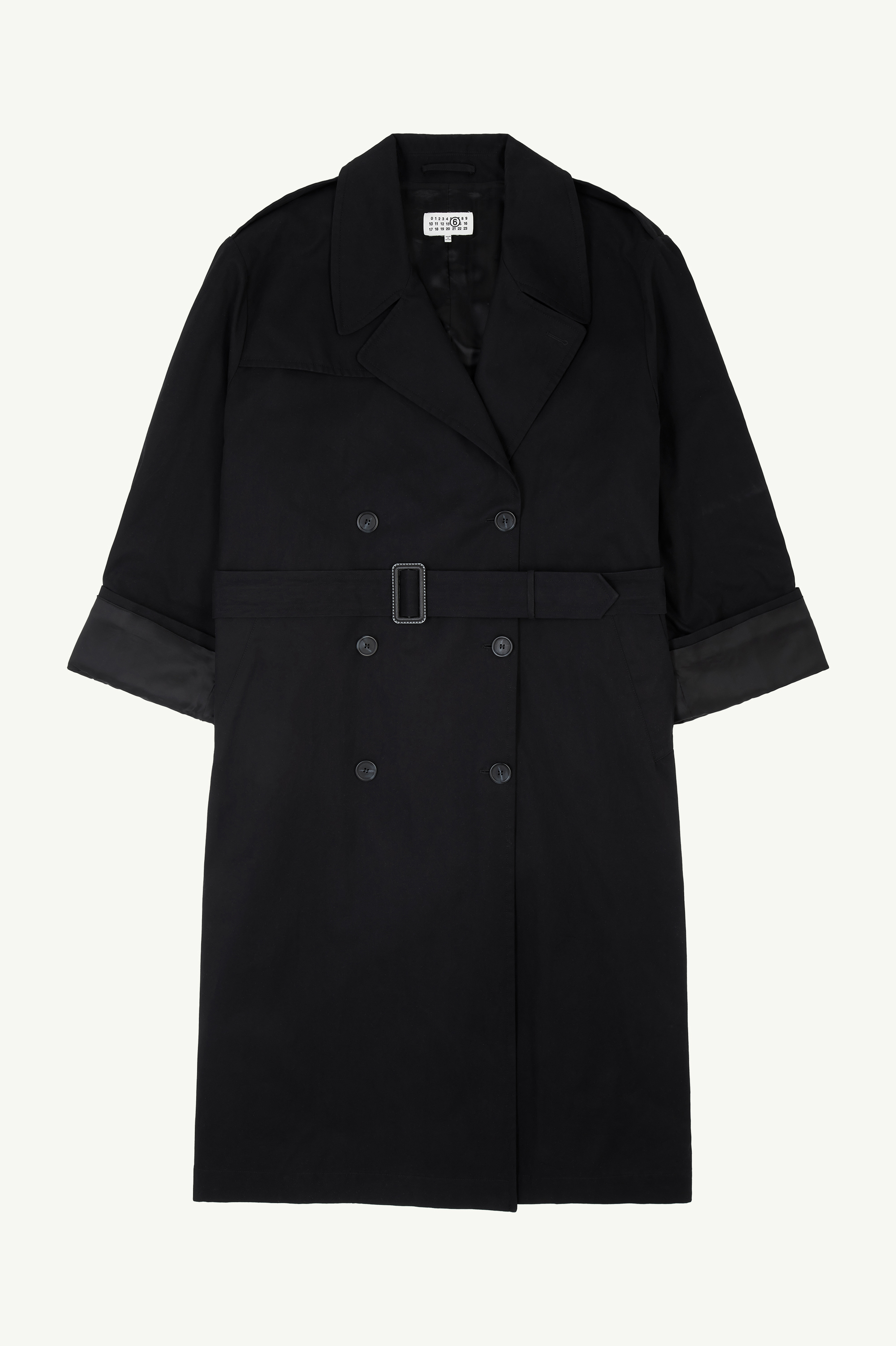 Black Cotton twill trench coat | MM6 Official