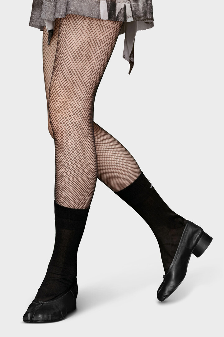 Black Leather Heeled Tabi Ballerina Flats| Maison Margiela