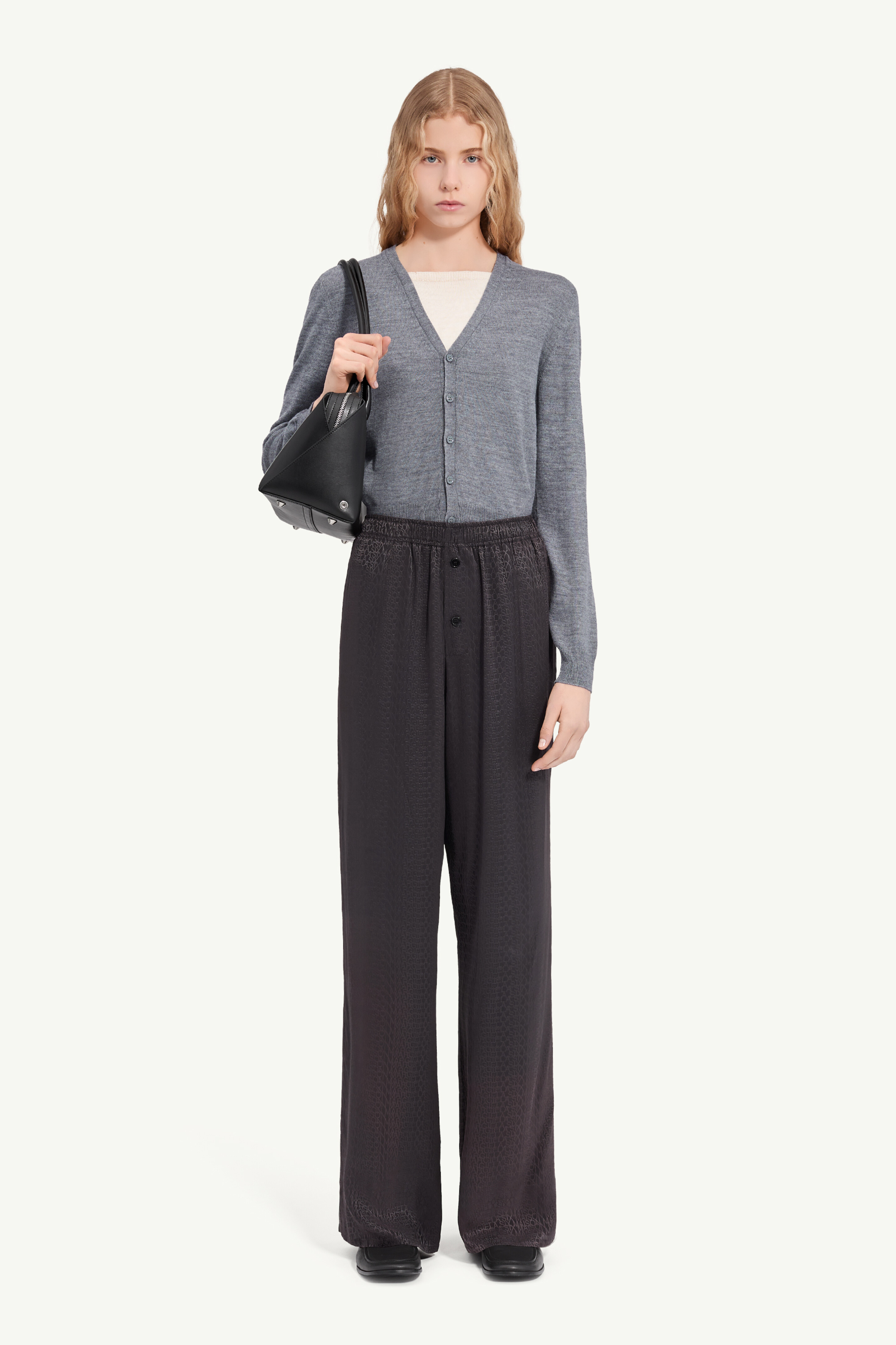 Viscose blend jacquard trousers