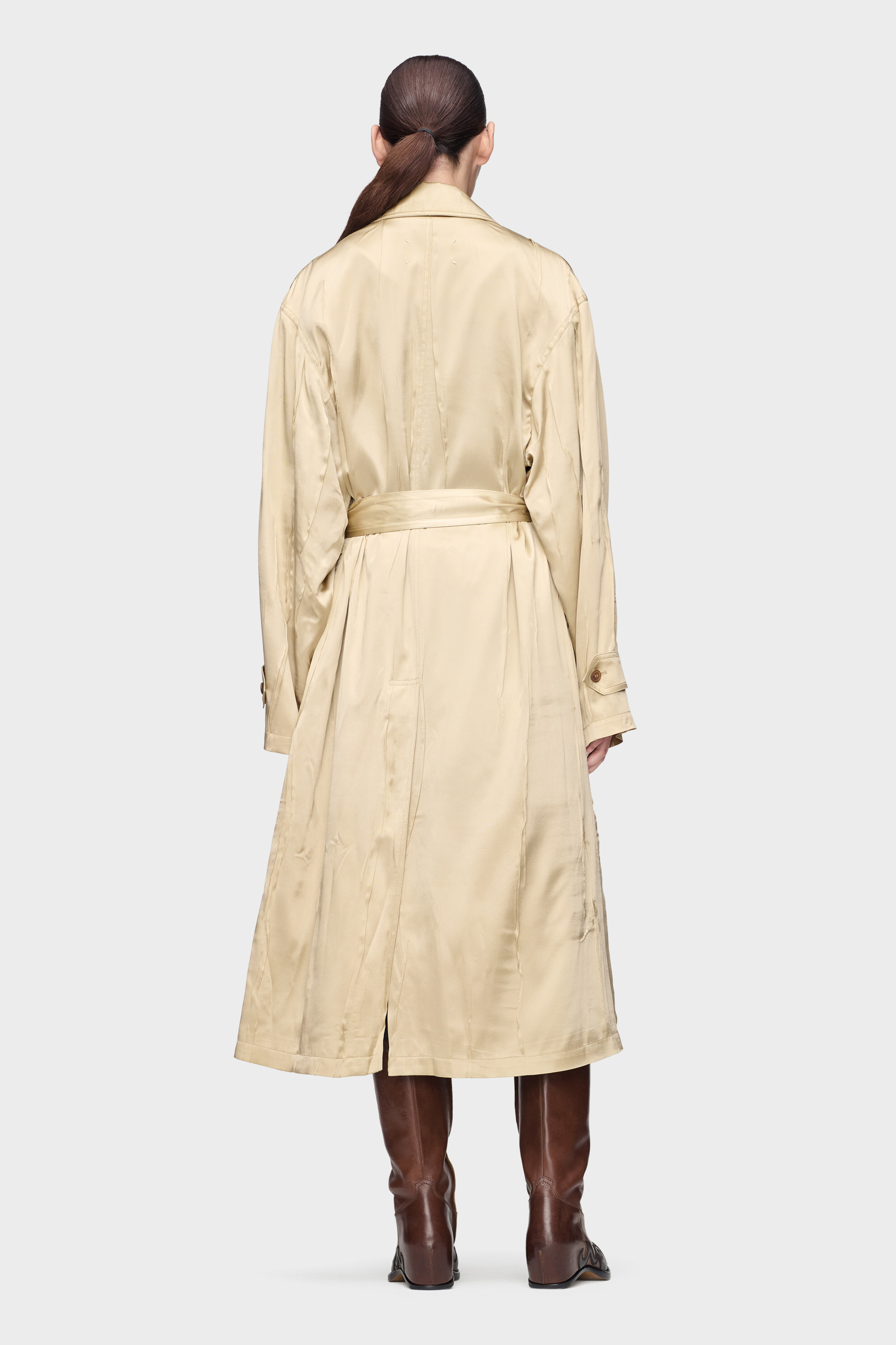 CREASED SATIN TRENCH COAT