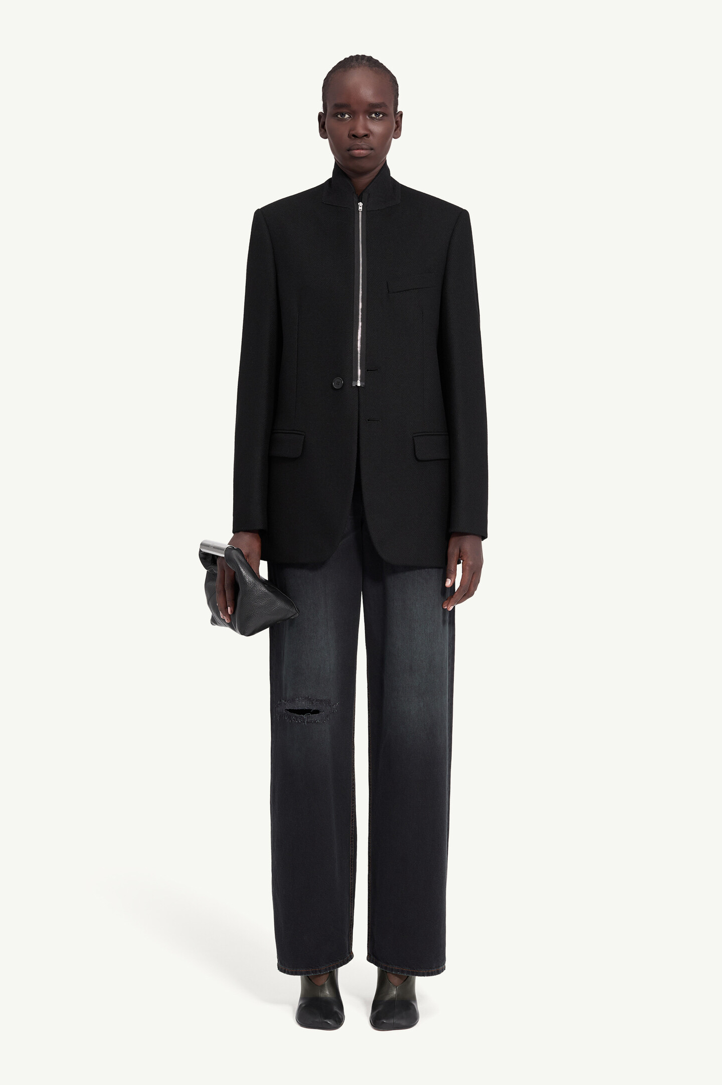 Black Flannel zip-front suit jacket | MM6 Official