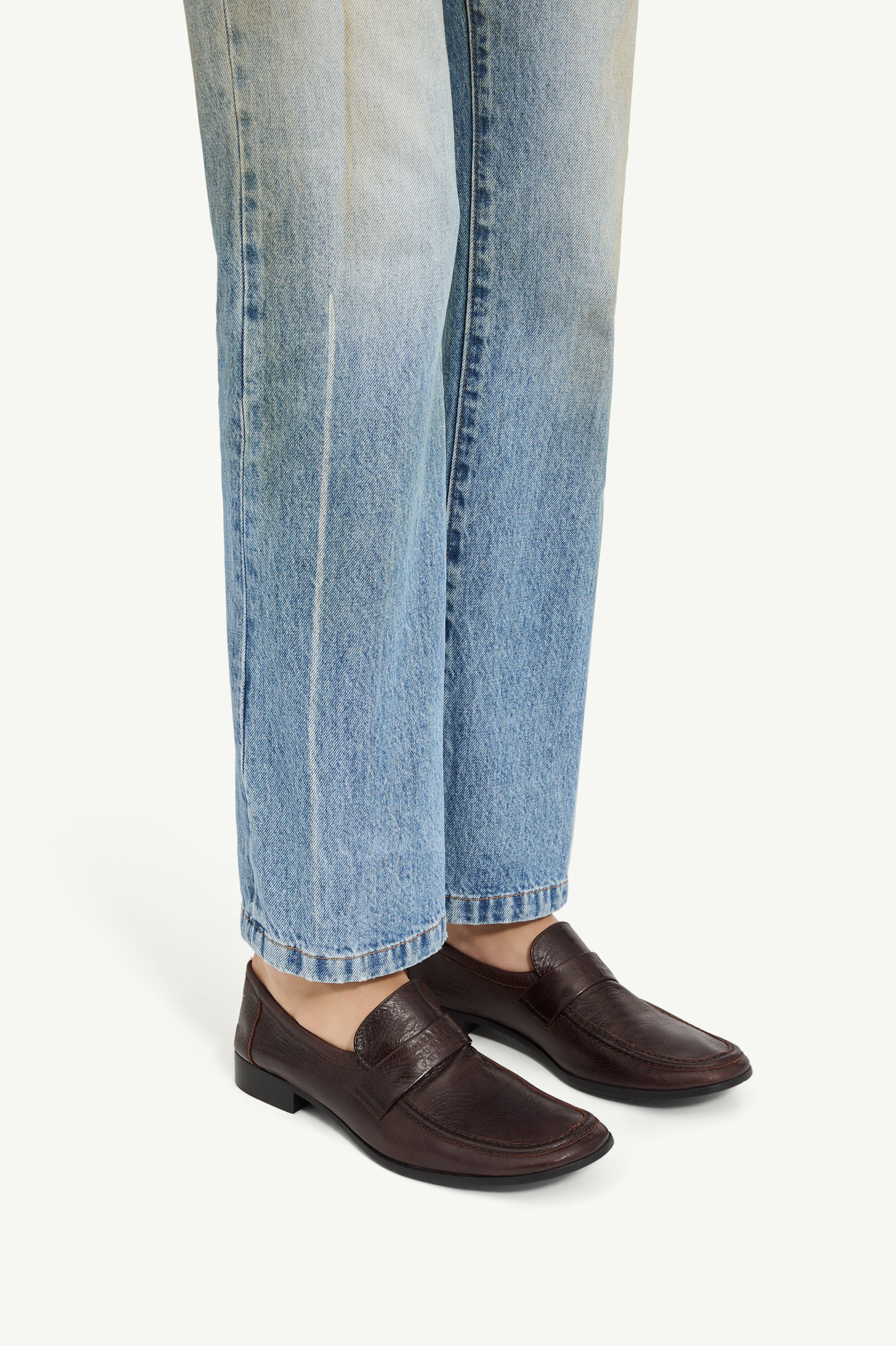 Brown Swing-toe leather loafers | MM6 Official