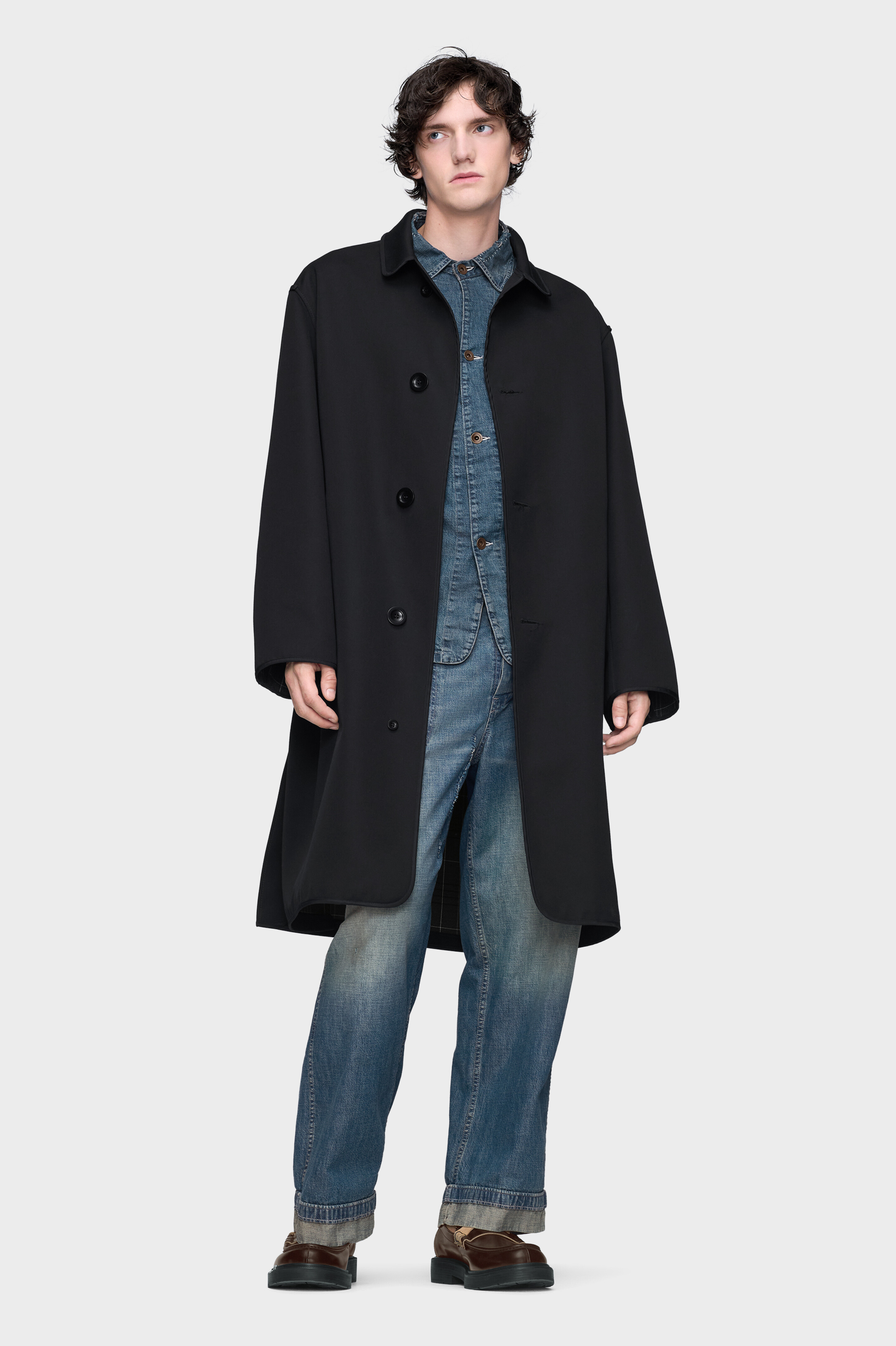 Reversible checked coat