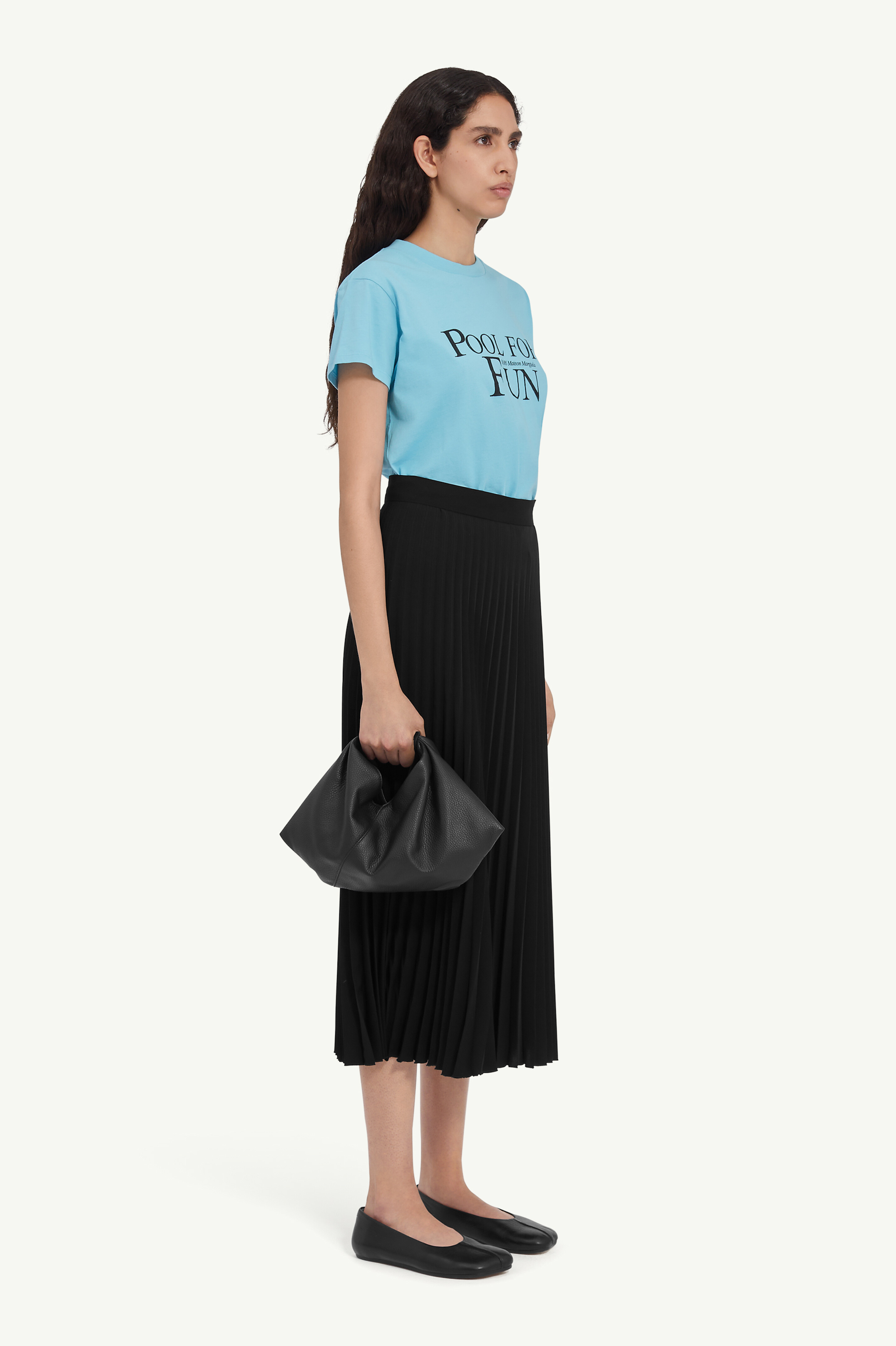 Black Polyeste Pleated Midi Skirt | Maison Margiela