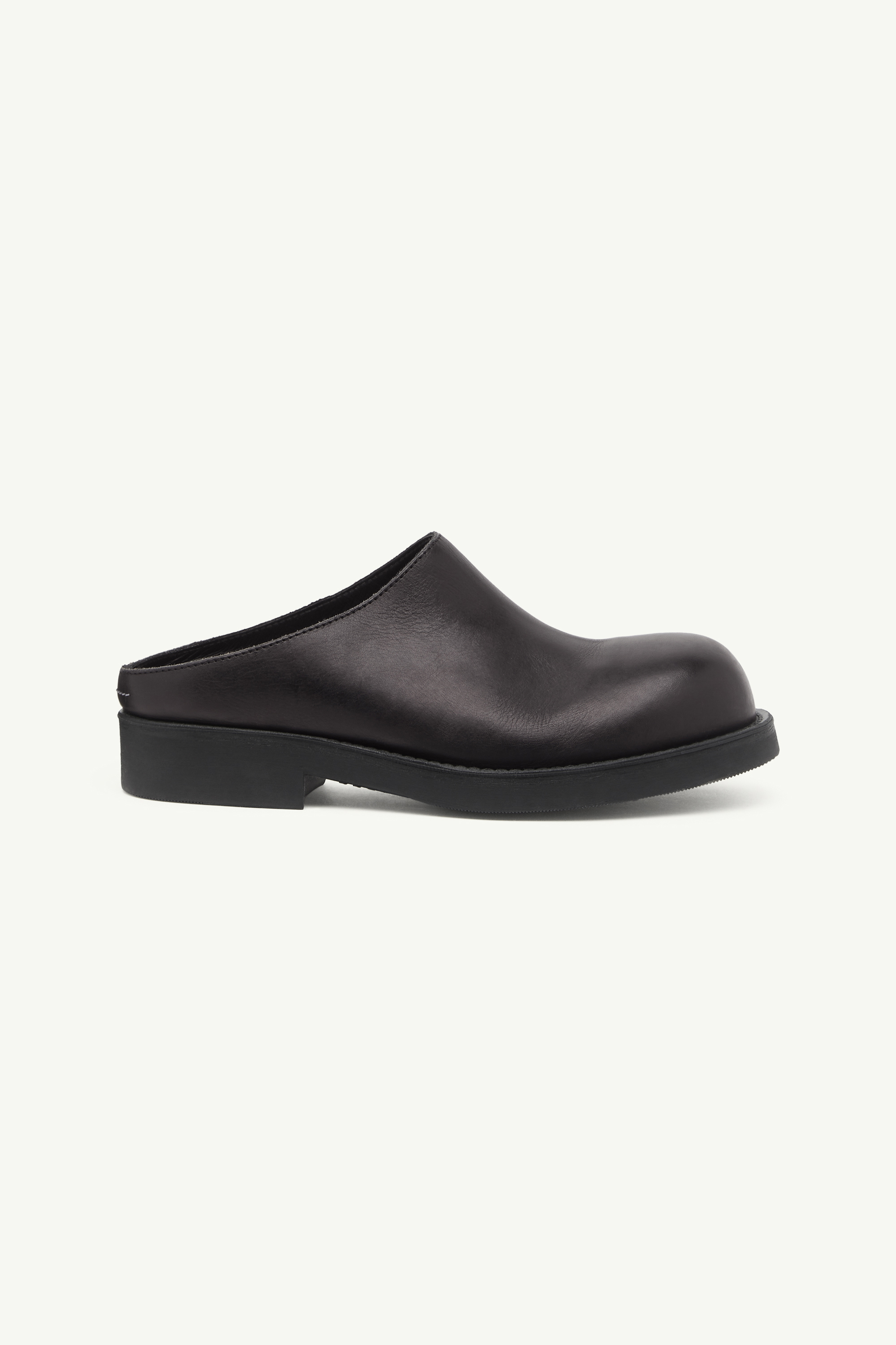 Black Leather Biker mules | MM6 Official
