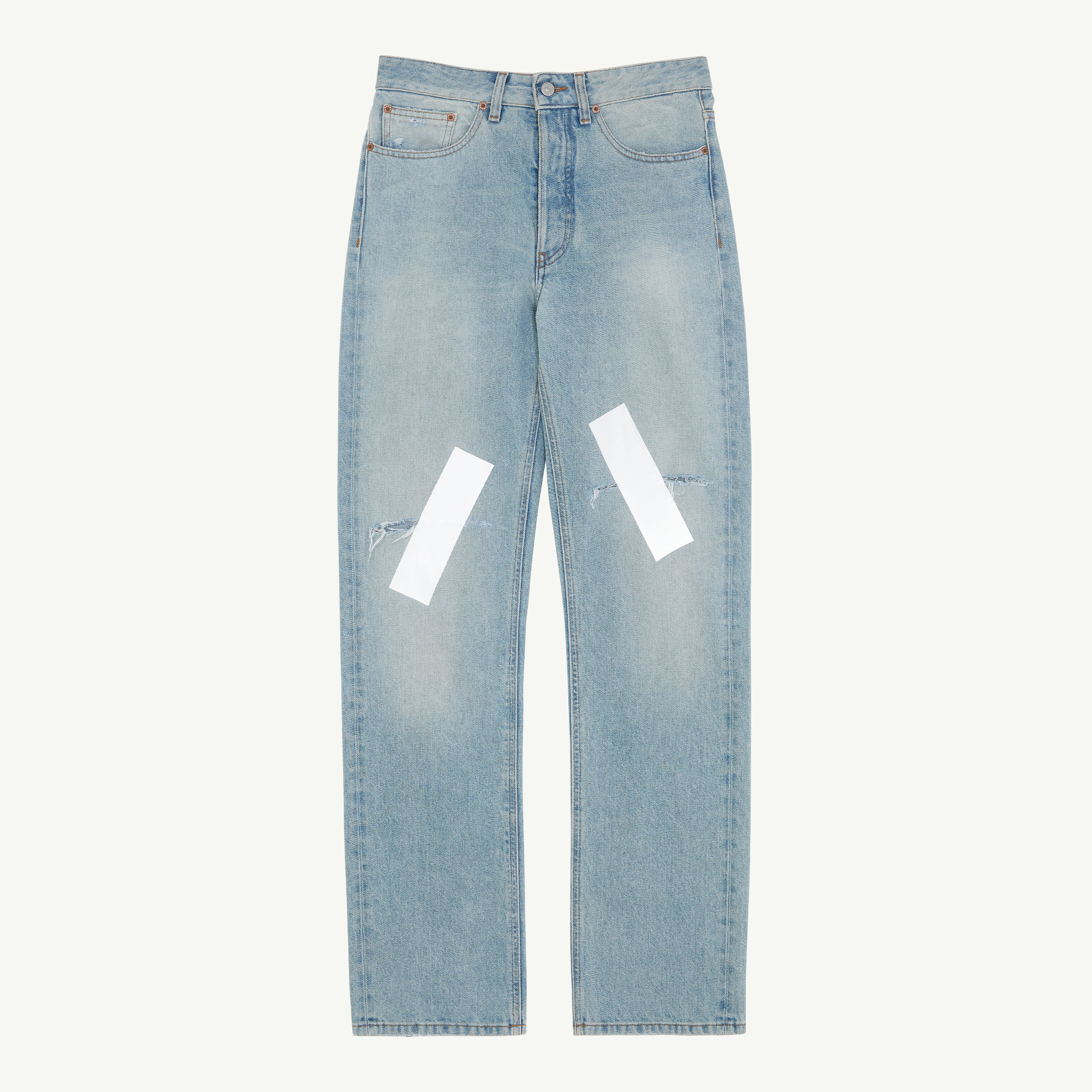 maison margiela デニム Blue High-waisted Straight-leg Taped Jeans | Maison Margiela