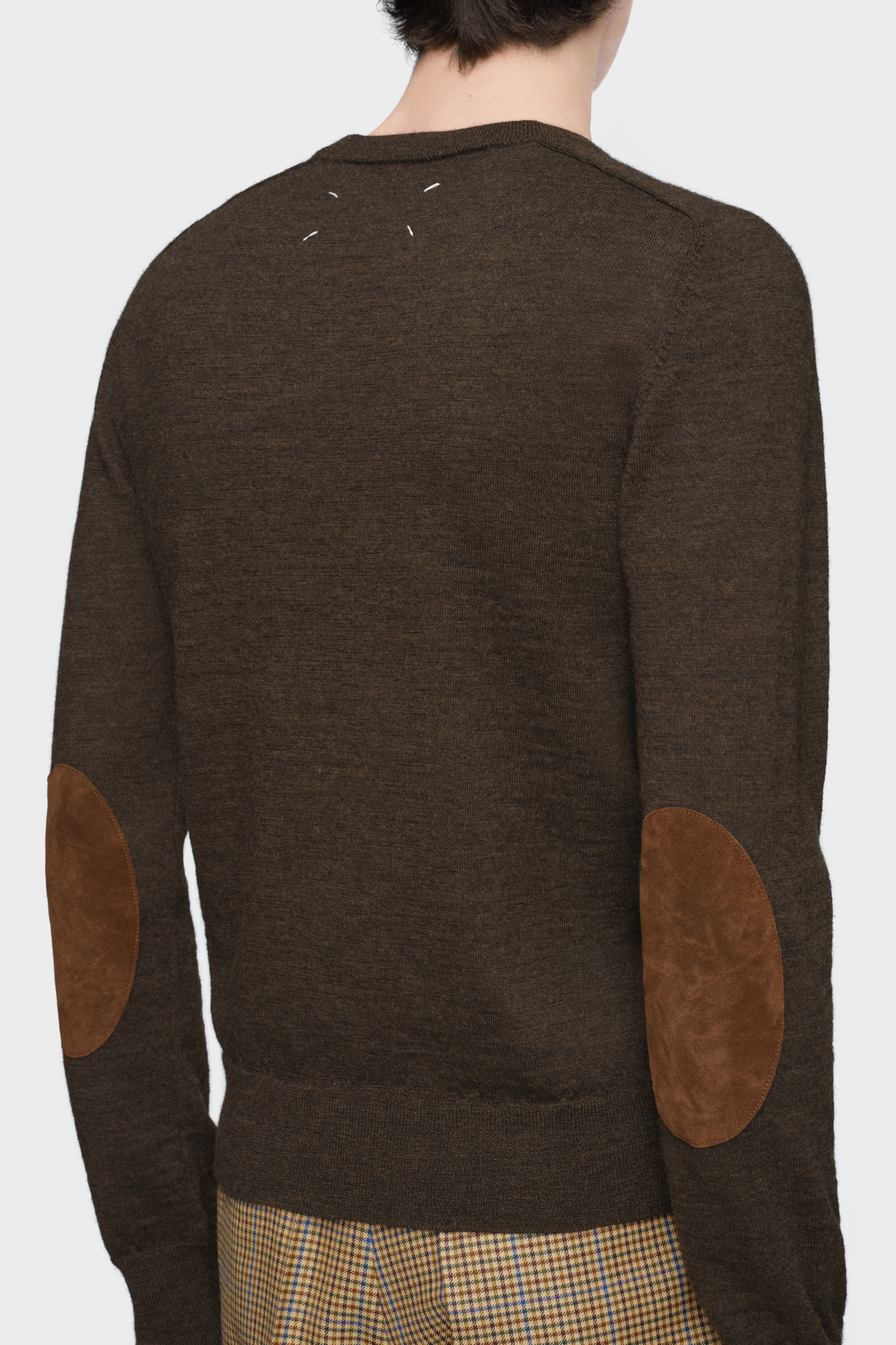 Men's Brown Wool Elbow Patch Wool Sweater | Maison Margiela