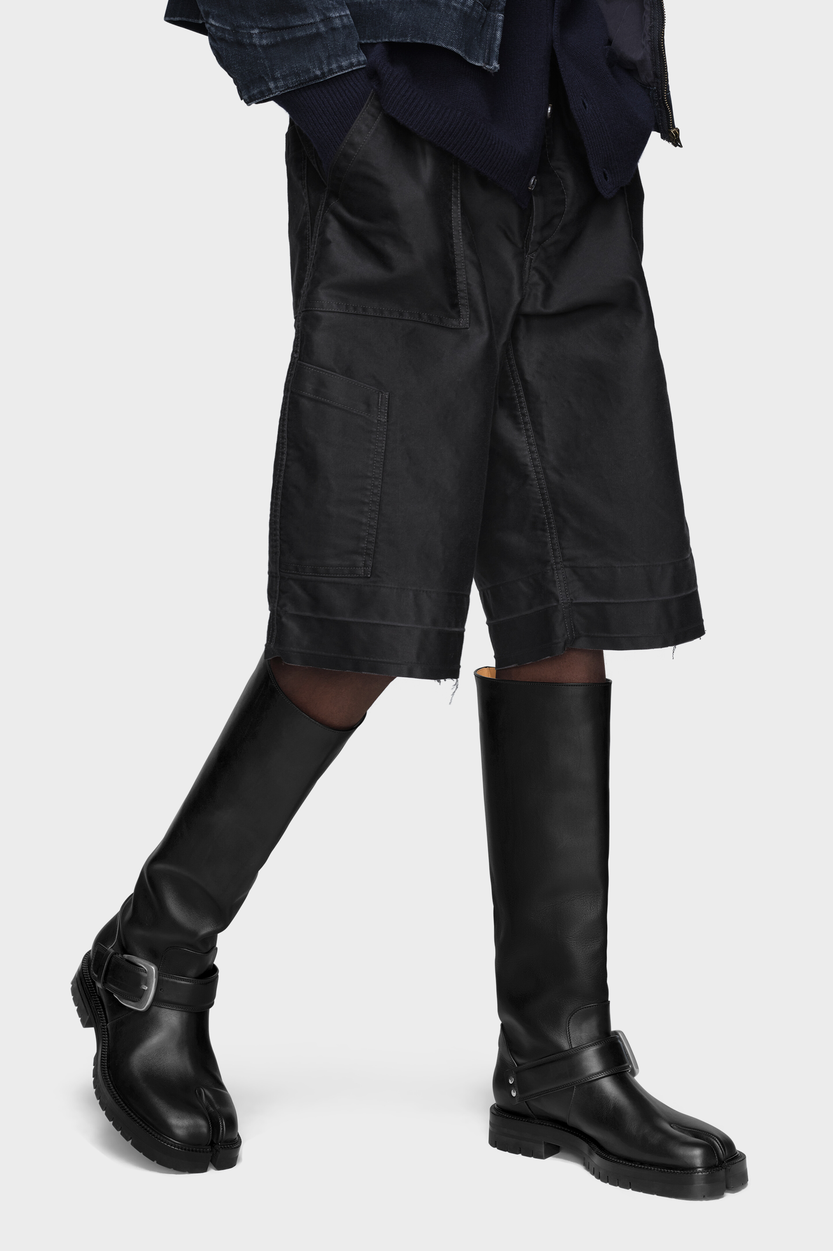 Men's Black Leather Tabi County Knee Boots | Maison Margiela