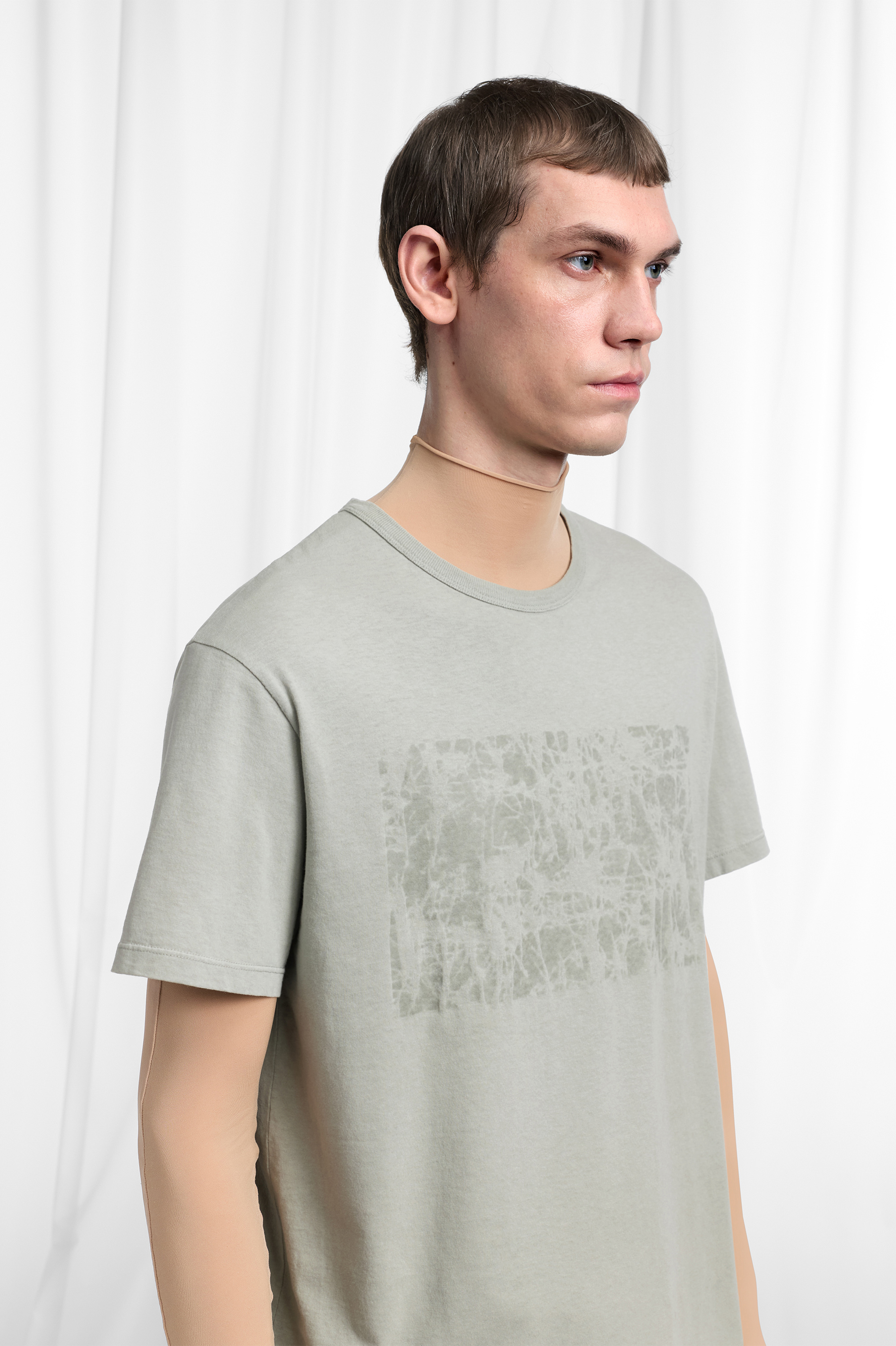 Maison Margiela ジッププリント Tシャツ Light Grey Wax Treatment Cotton T-Shirt | Maison Margiela Official