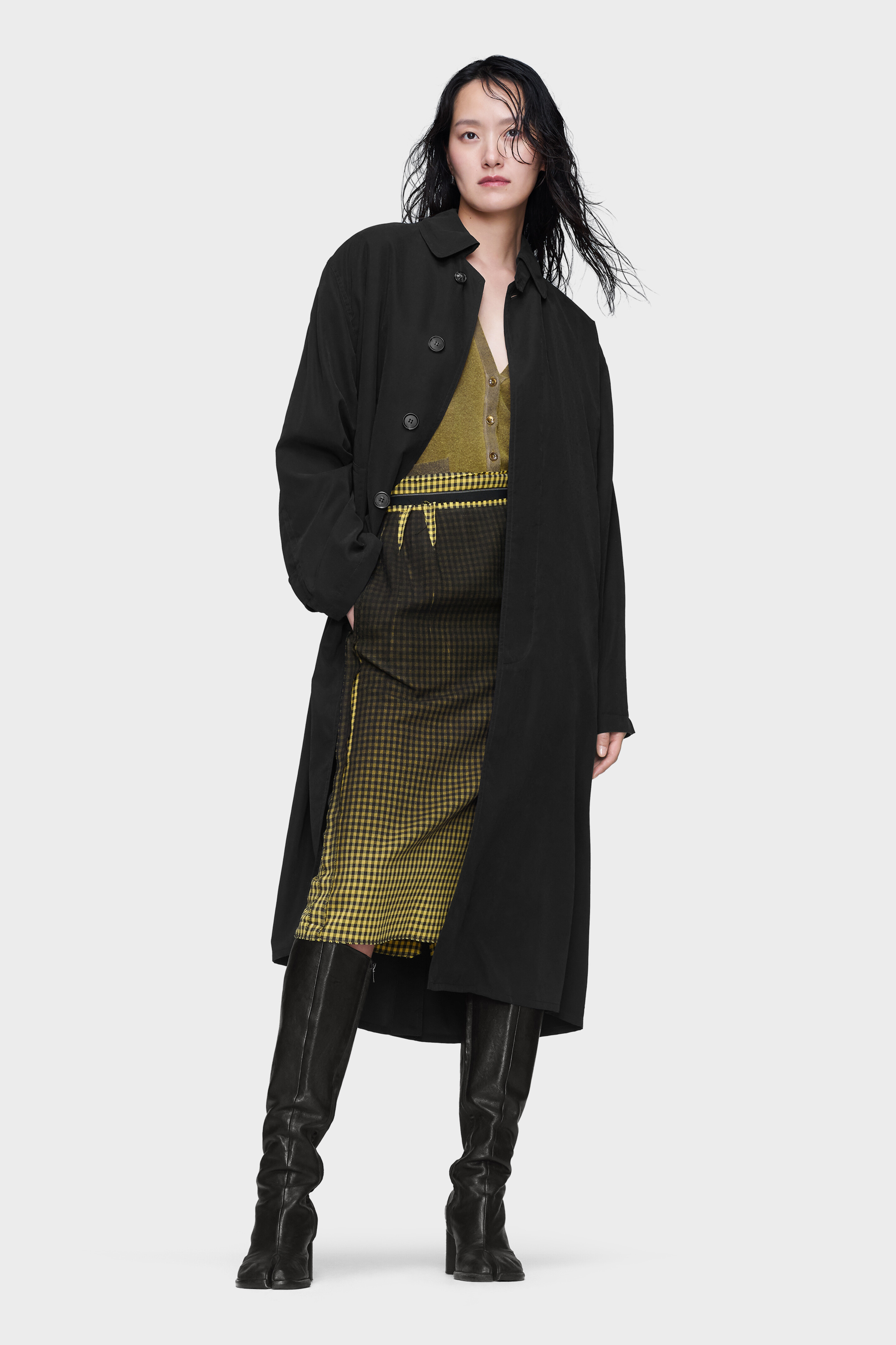 メゾンマルジェラ ピーチコットン トレンチコート　MAISON MARGIELA Black Cotton Calf-length Trench Coat | Maison Margiela