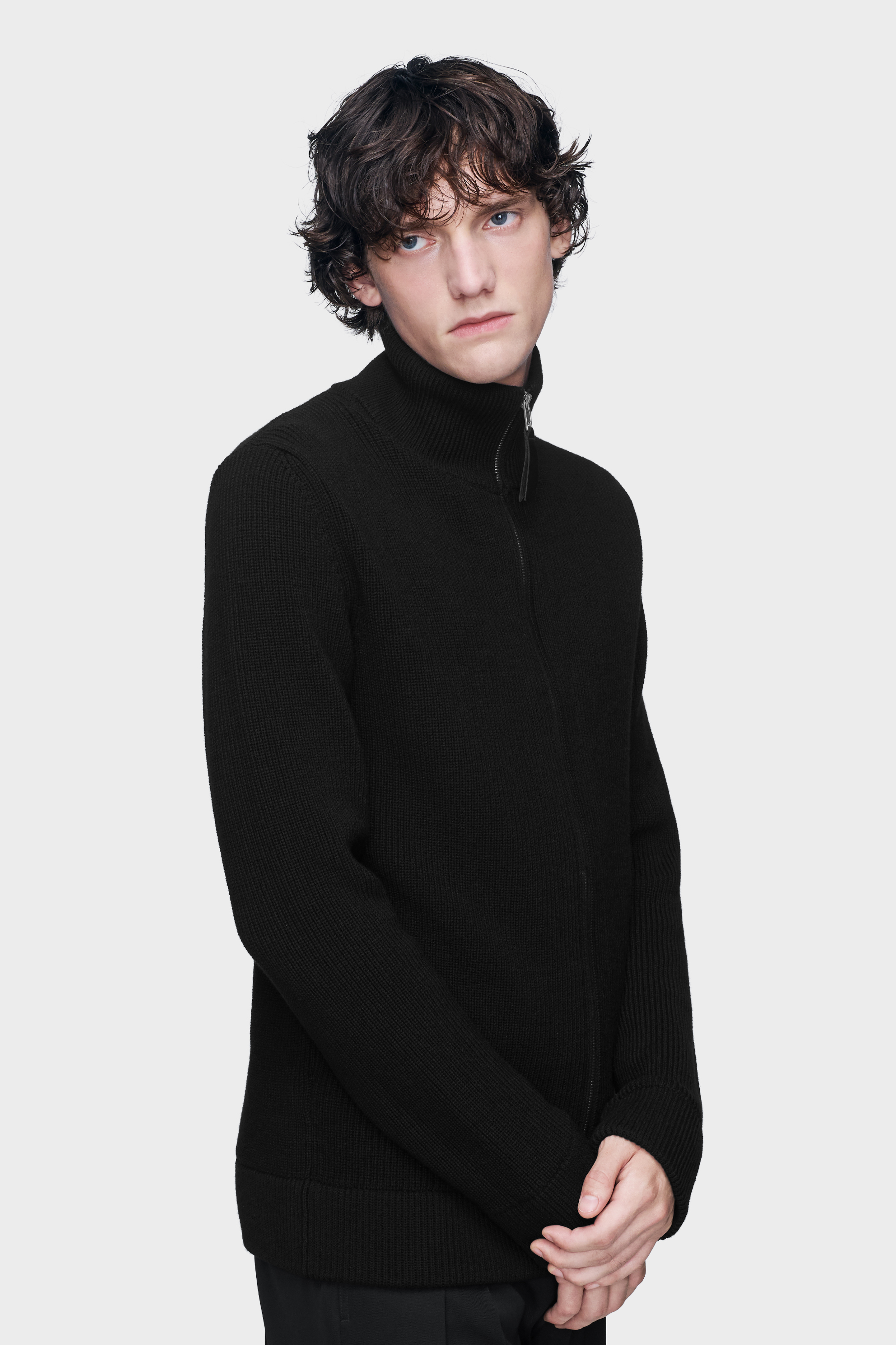 Black Knit zip-up cardigan | Maison Margiela Official