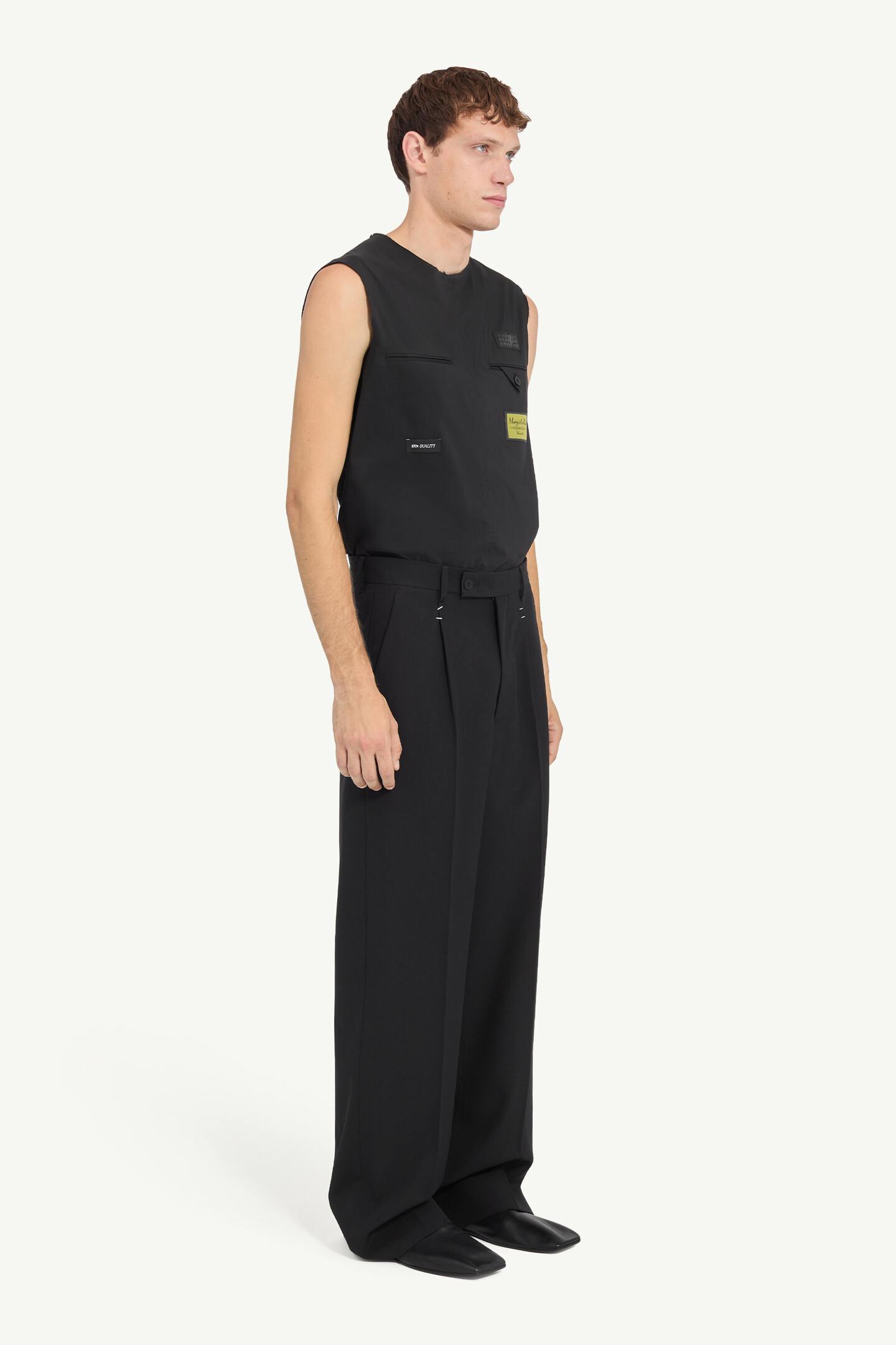 Black Stapled wool trousers | MM6 Official