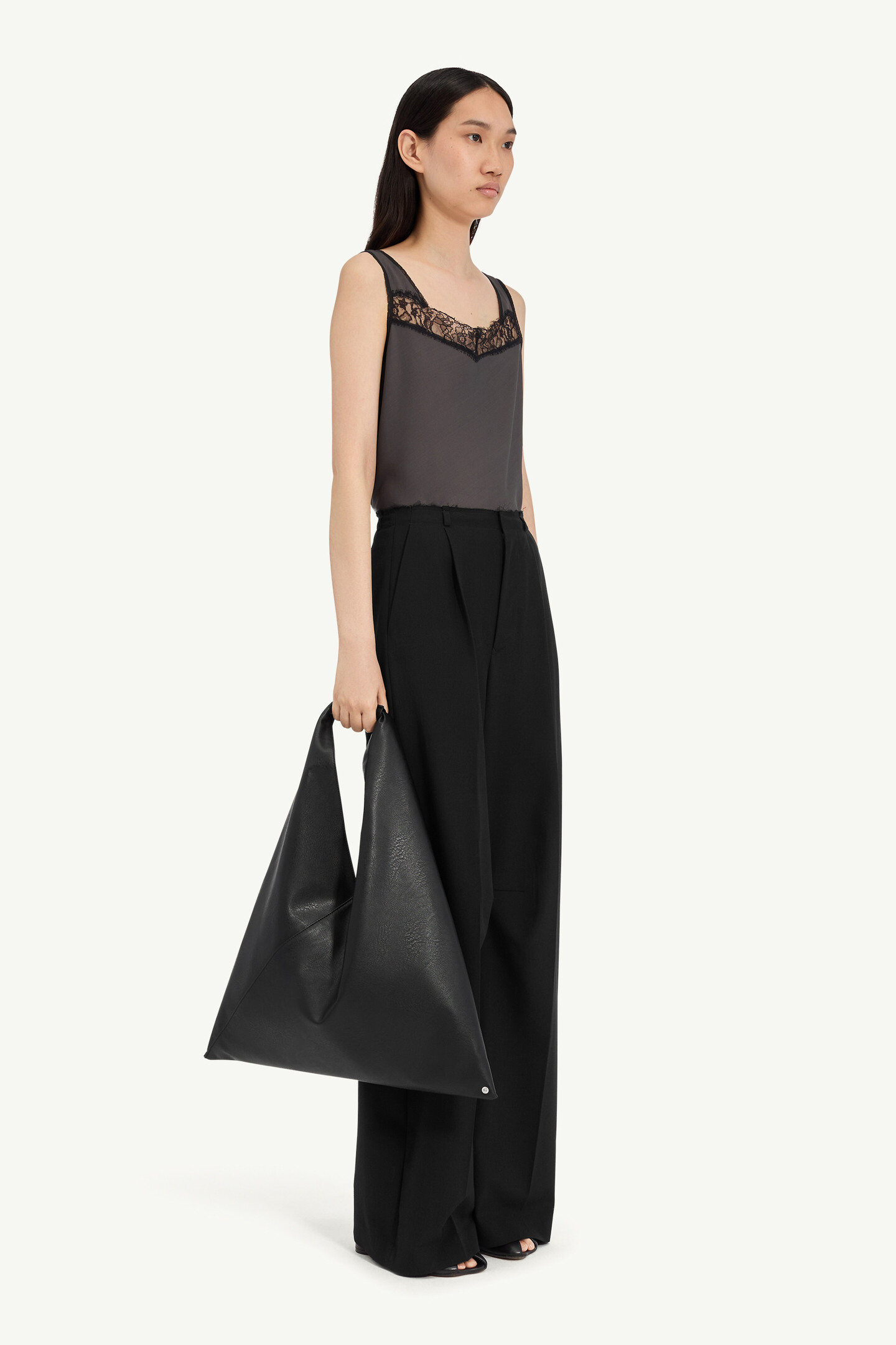 Black Wool wide-leg trousers | MM6 Official