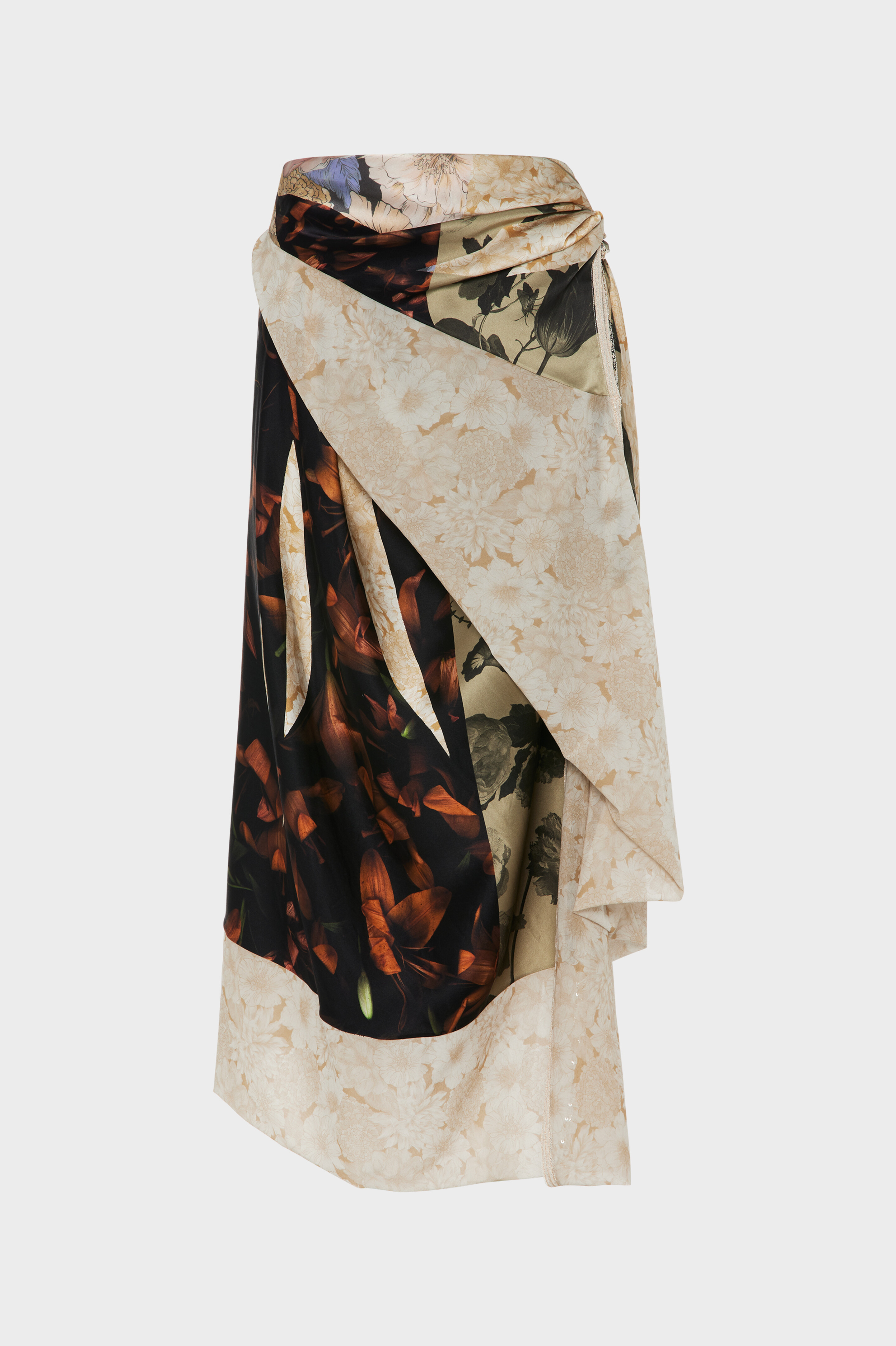 Silk Floral Midi Skirt