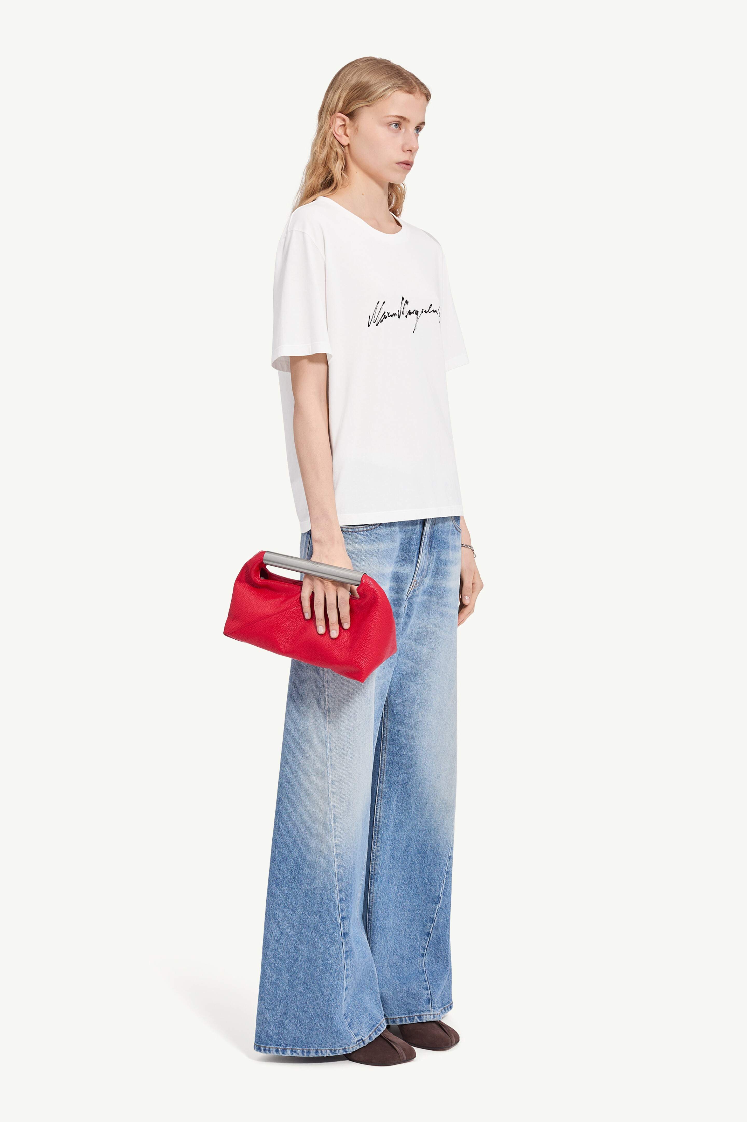 White Overdyed handwritten-print T-shirt | MM6 Official