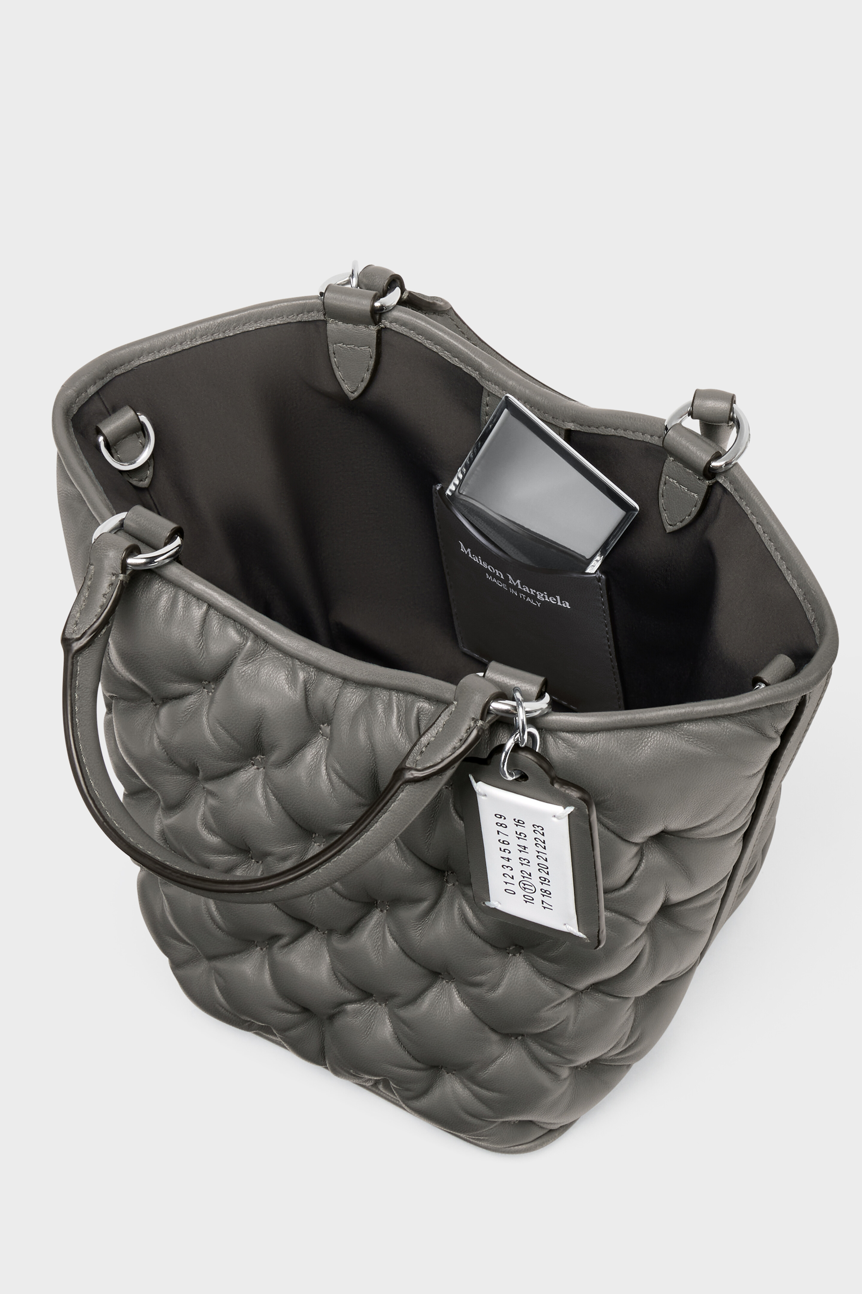 25AW【Maison Margiela】Glam Slam Embroidery Small Tote Gray Leather Glam Slam Embroidery Tote Bag Mini