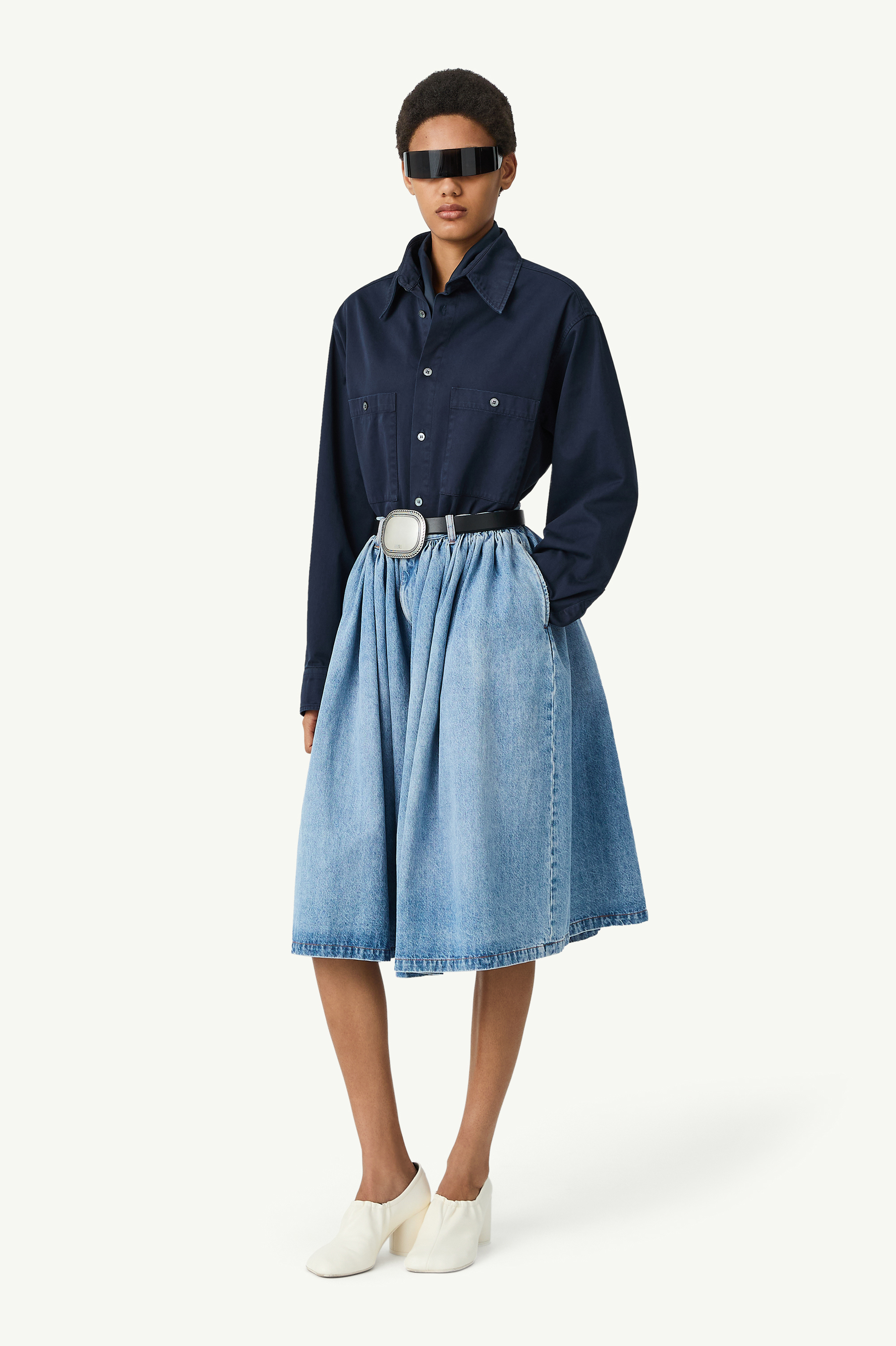 Blue Numeric embroidery denim shorts | MM6 Official