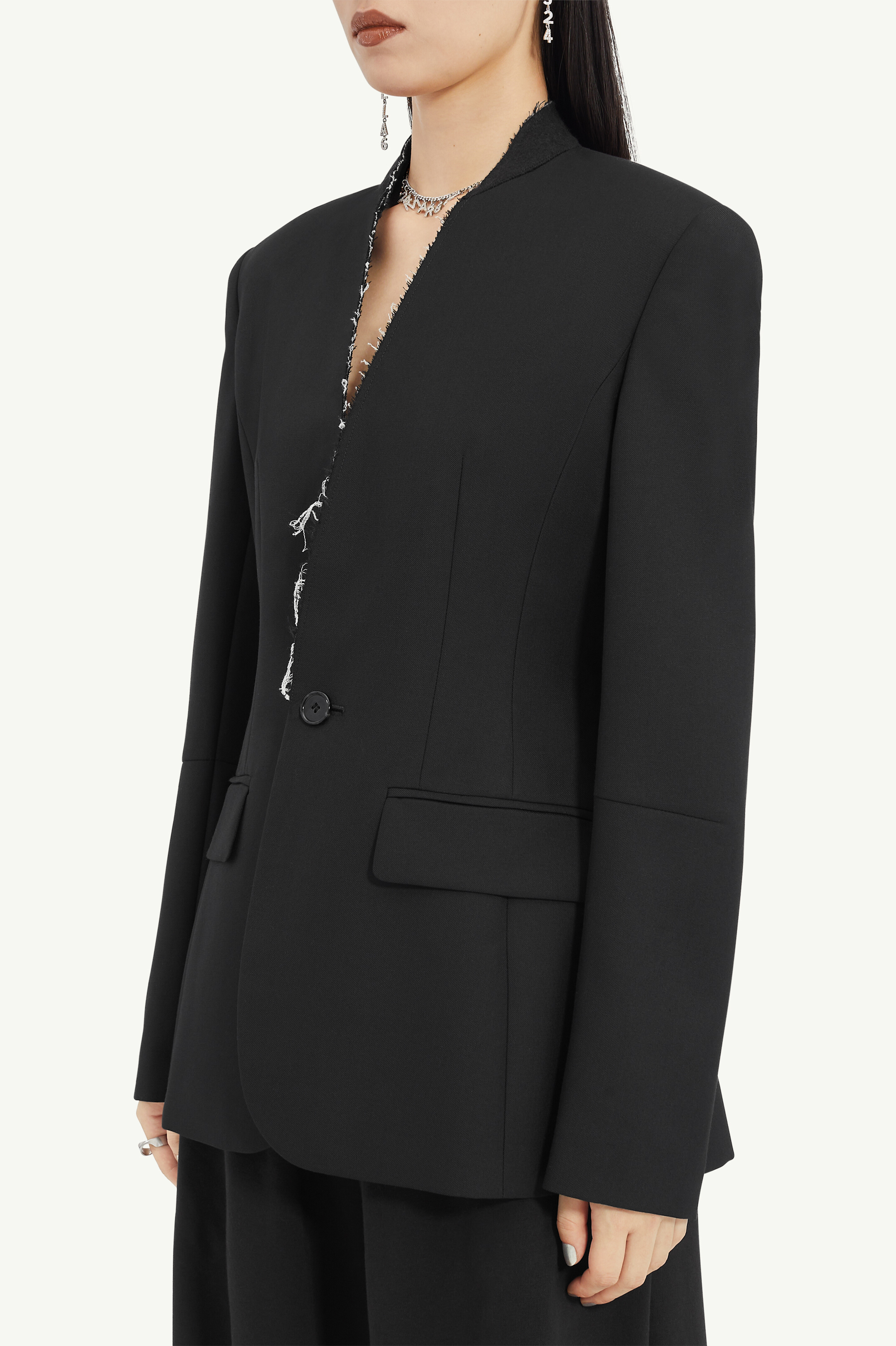 Black Collarless Suit Jacket | MM6 Official