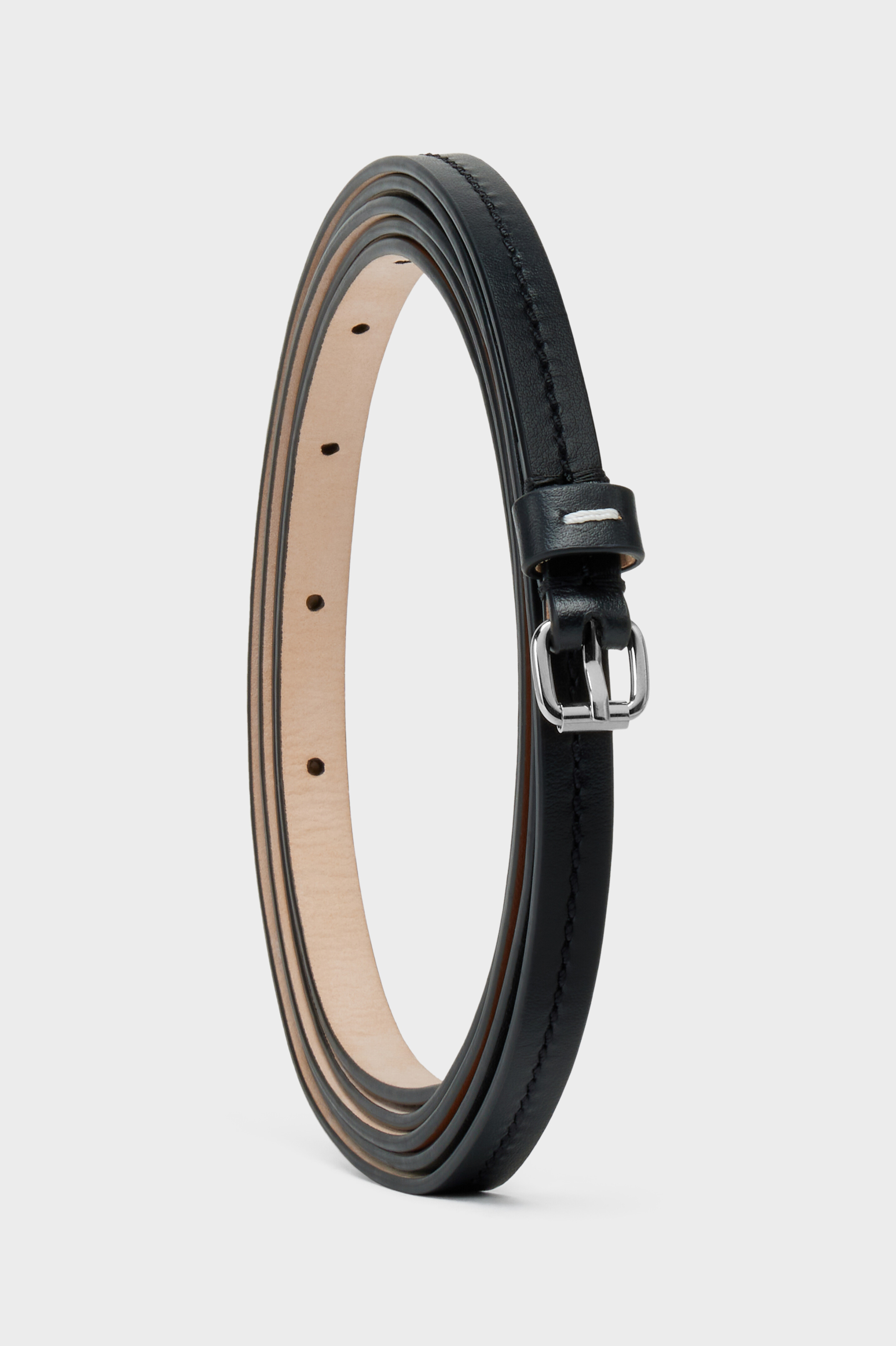 Black Leather Slim Belt | Maison Margiela