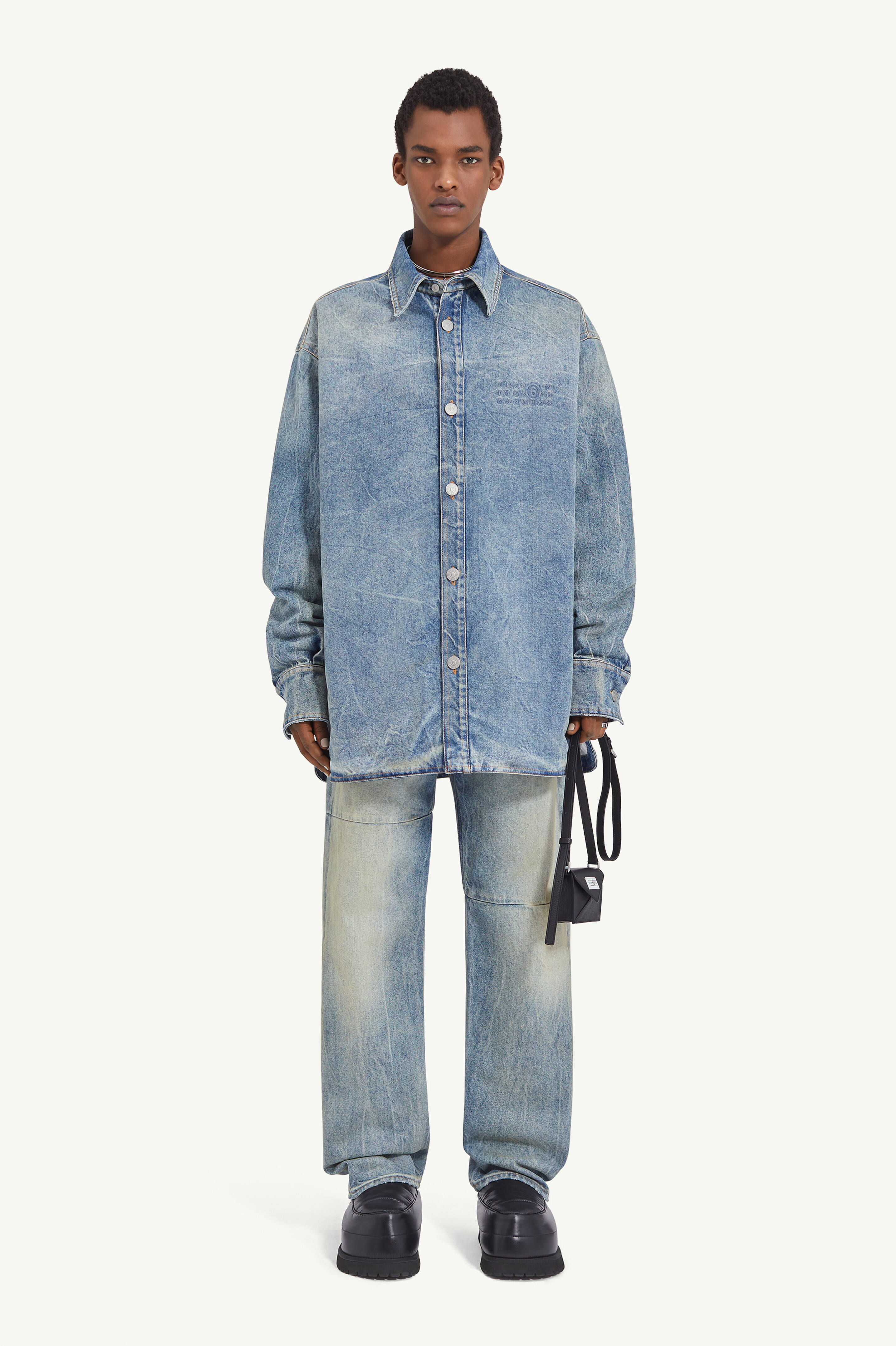 Blue Men's Padded Denim Jacket | MM6
