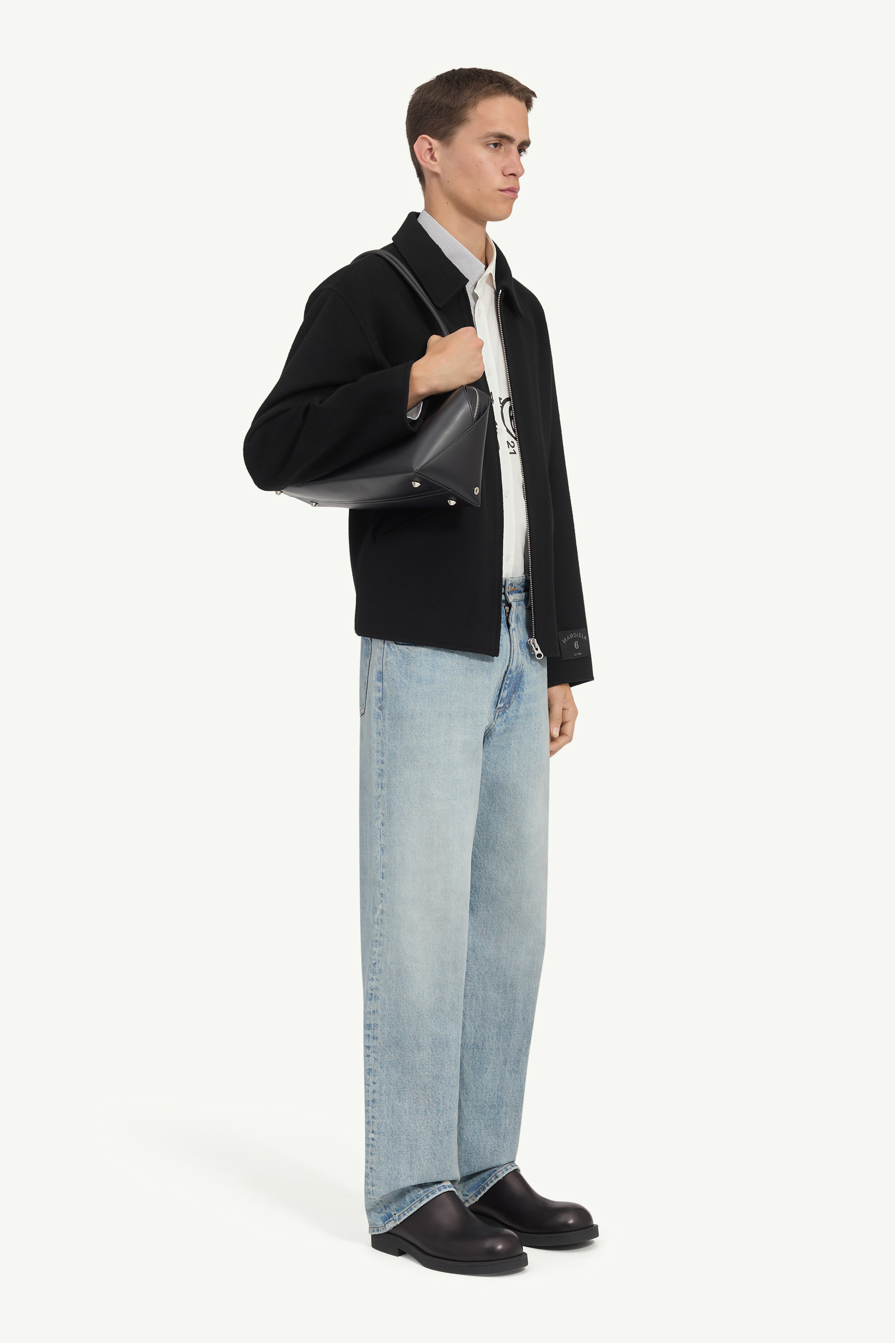 Double-faced wool zip jacket