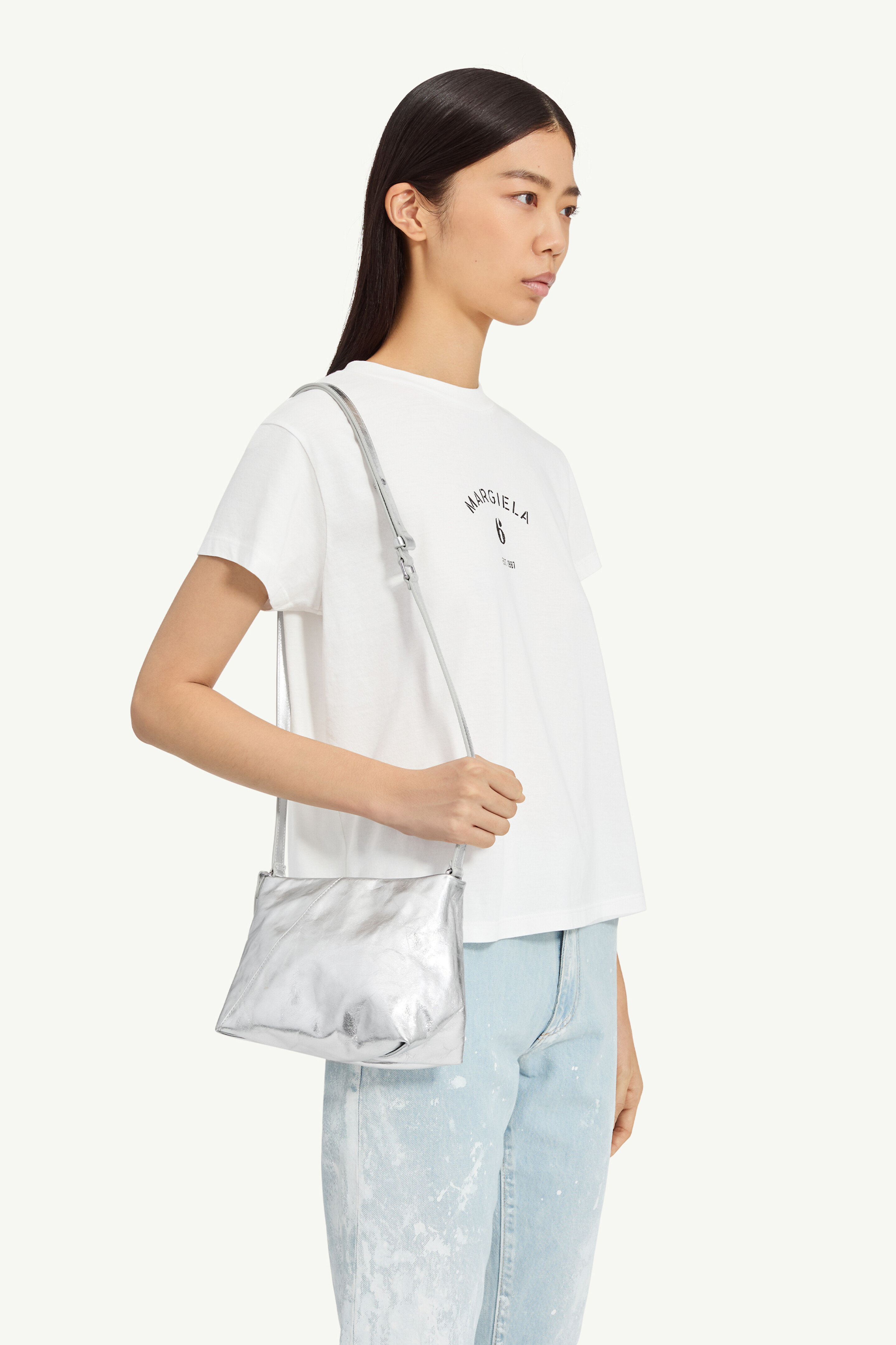 Gray Folded Japanese Shoulder Bag | MM6 Official