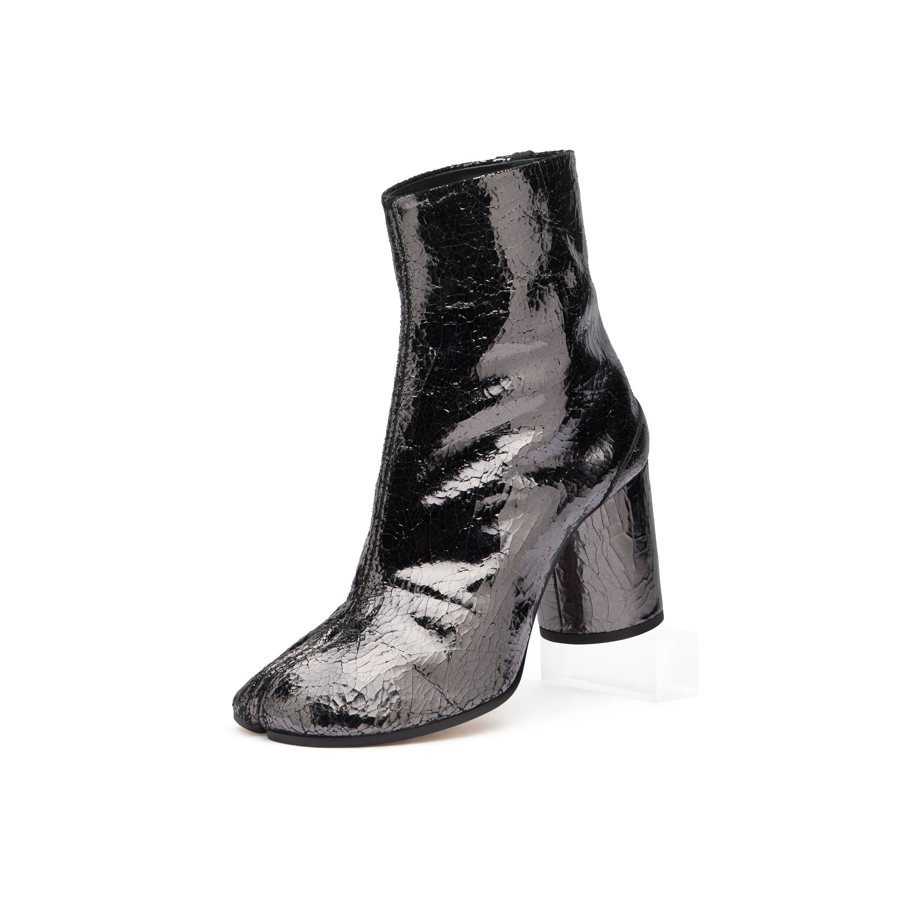 Tabi Mirror Boots Silver with Block Heel | Maison Margiela