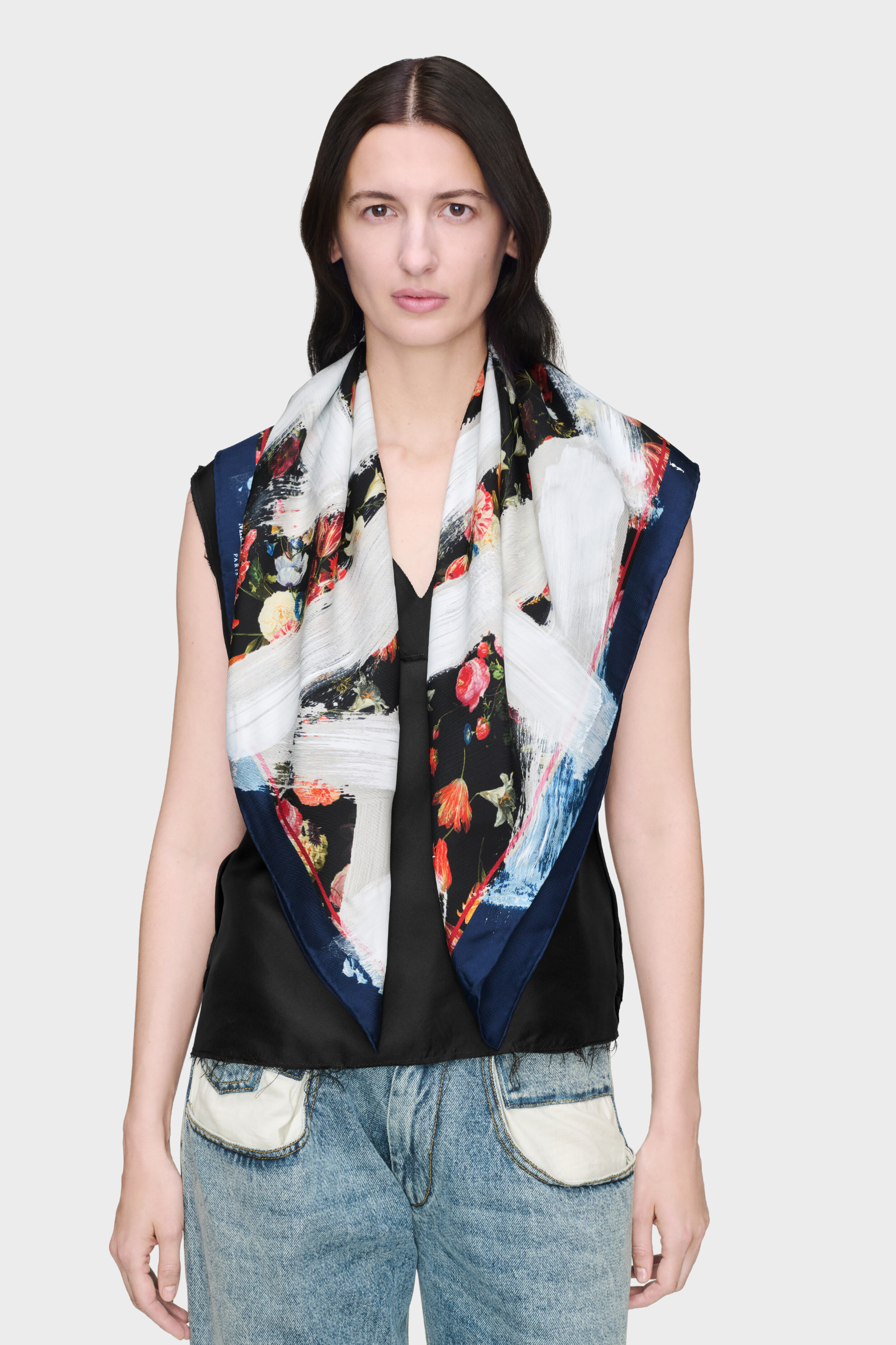 Black Printed Silk Scarf | Maison Margiela Official