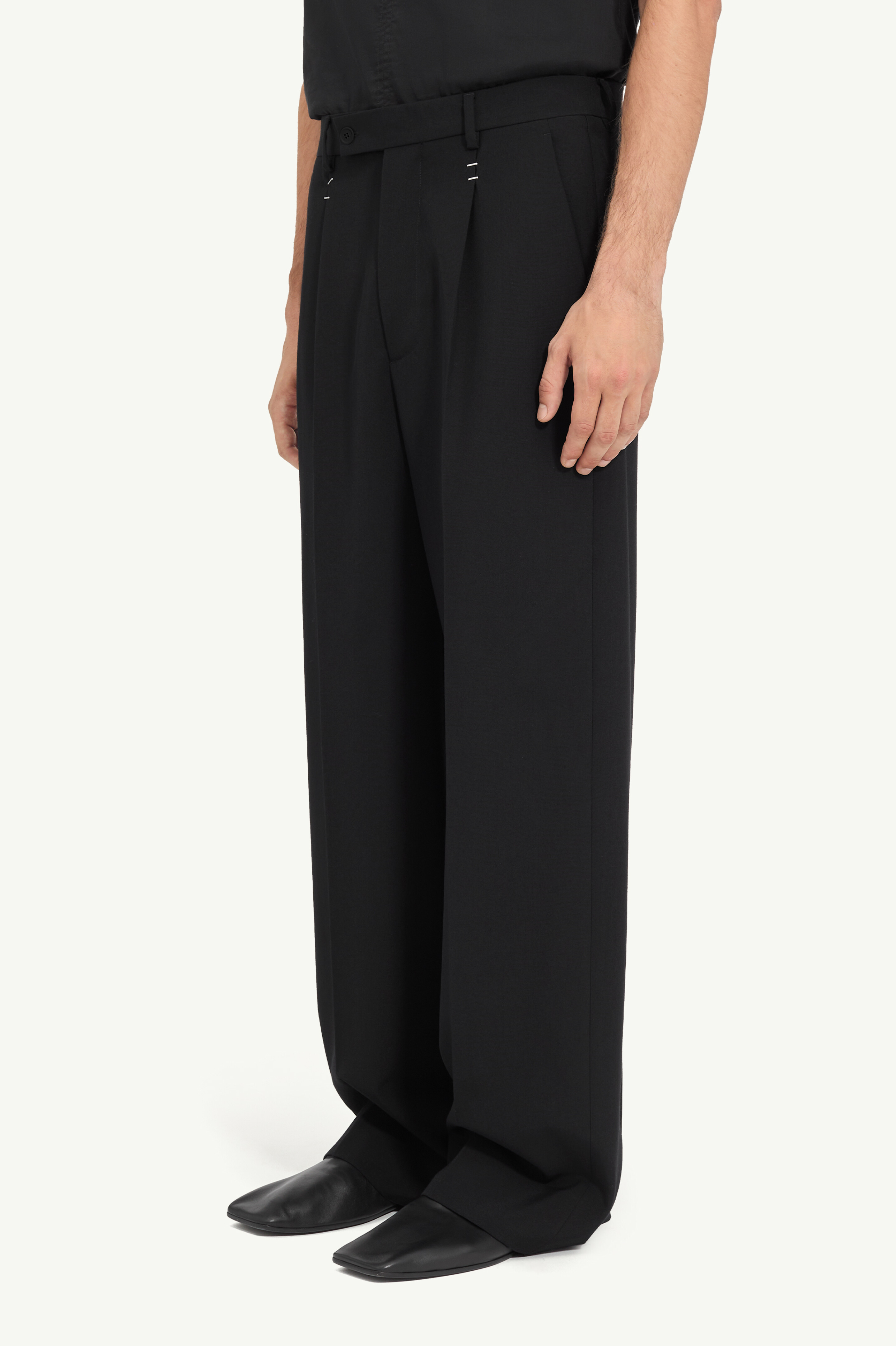 Black Stapled wool trousers | MM6 Official