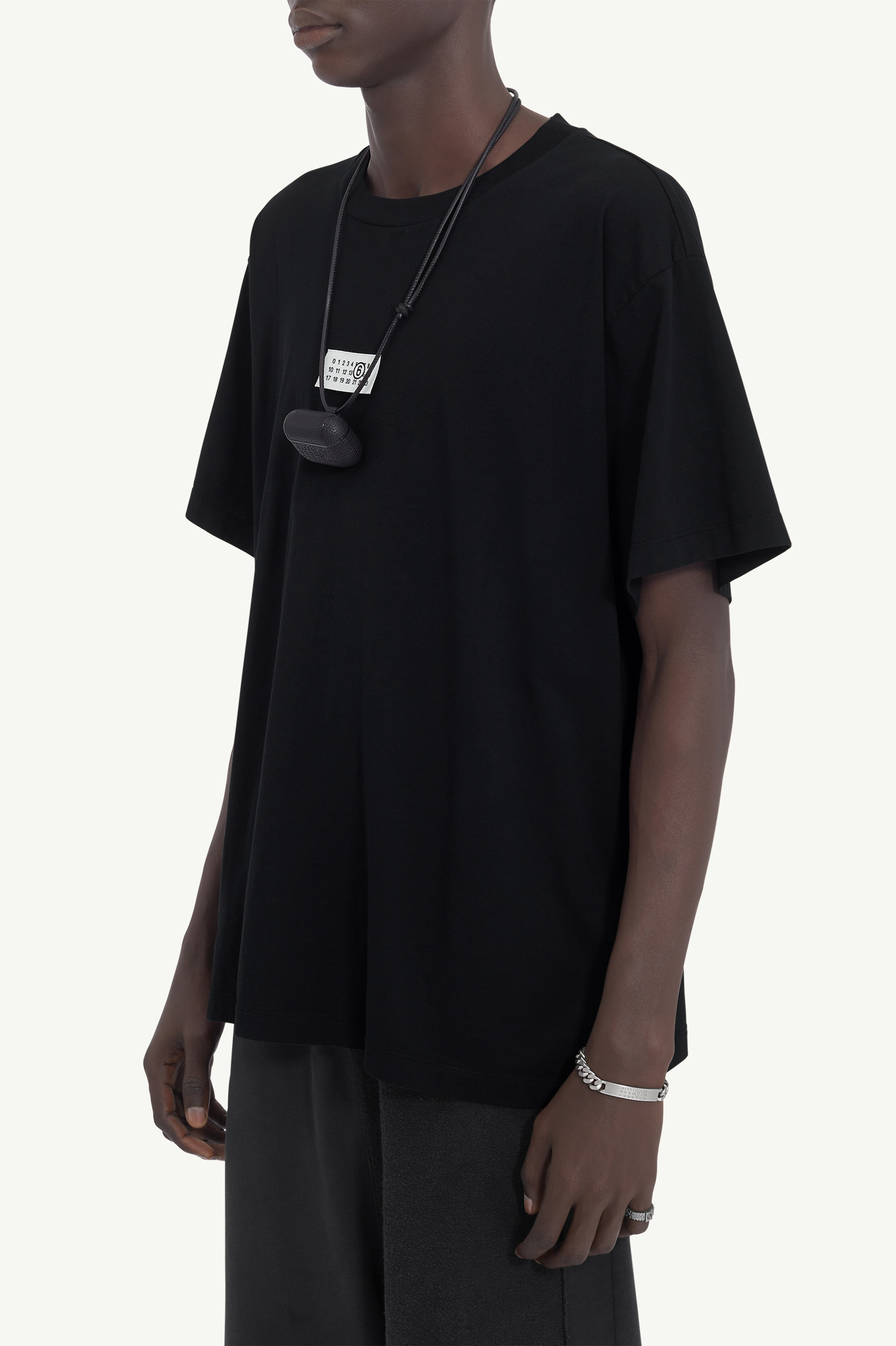 MARTIN MARGIELA Size L Black Blue Logo Cotton V-Neck T-shirt main image 0