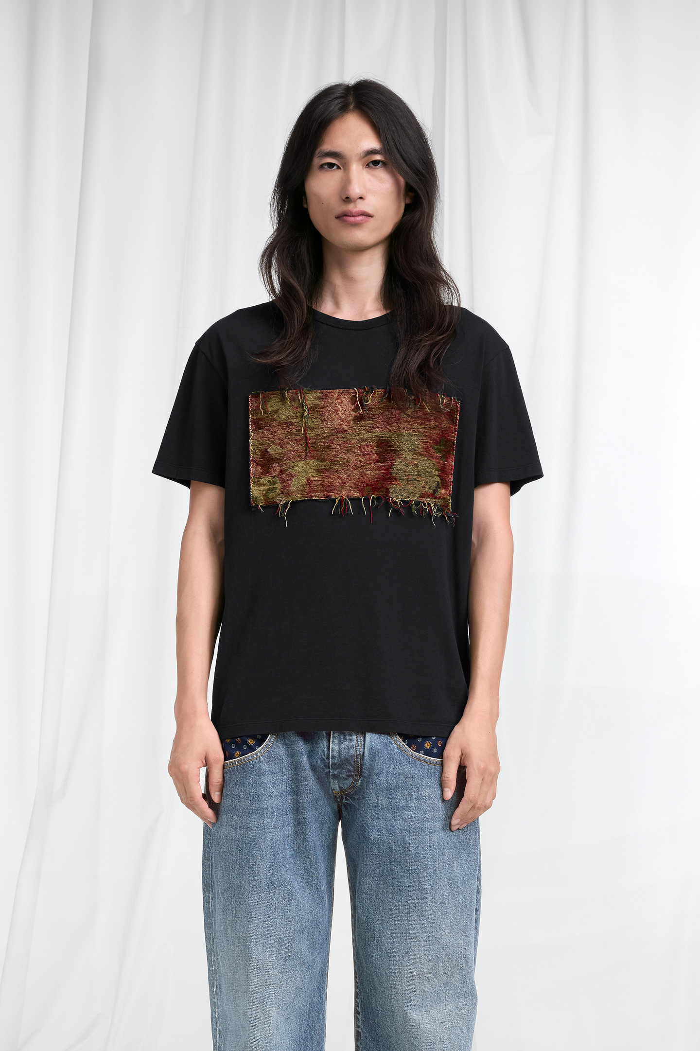 Black Tapestry Patch Cotton T-Shirt | Maison Margiela Official