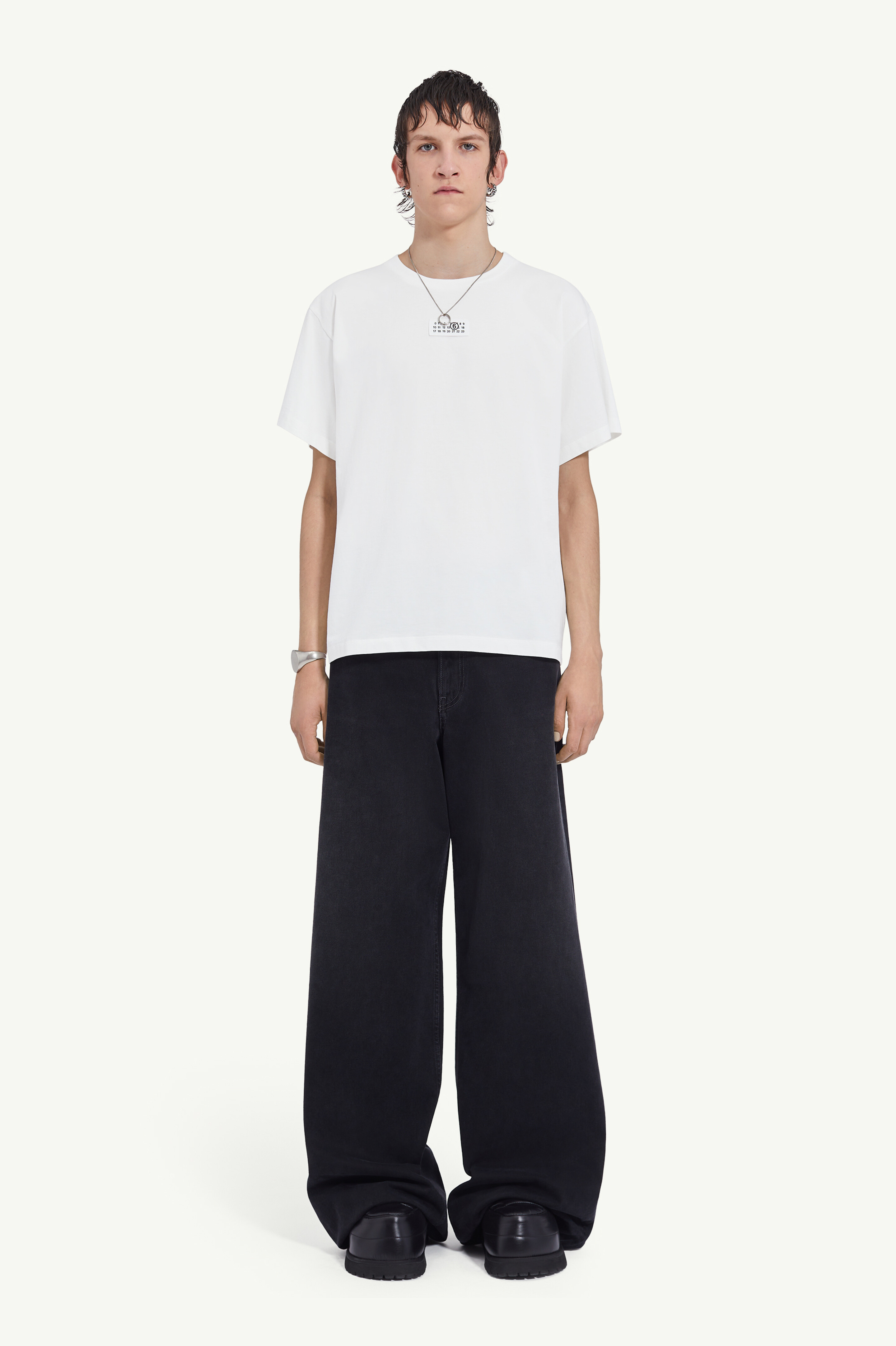 White Cotton Men's Crewneck T-Shirt | MM6