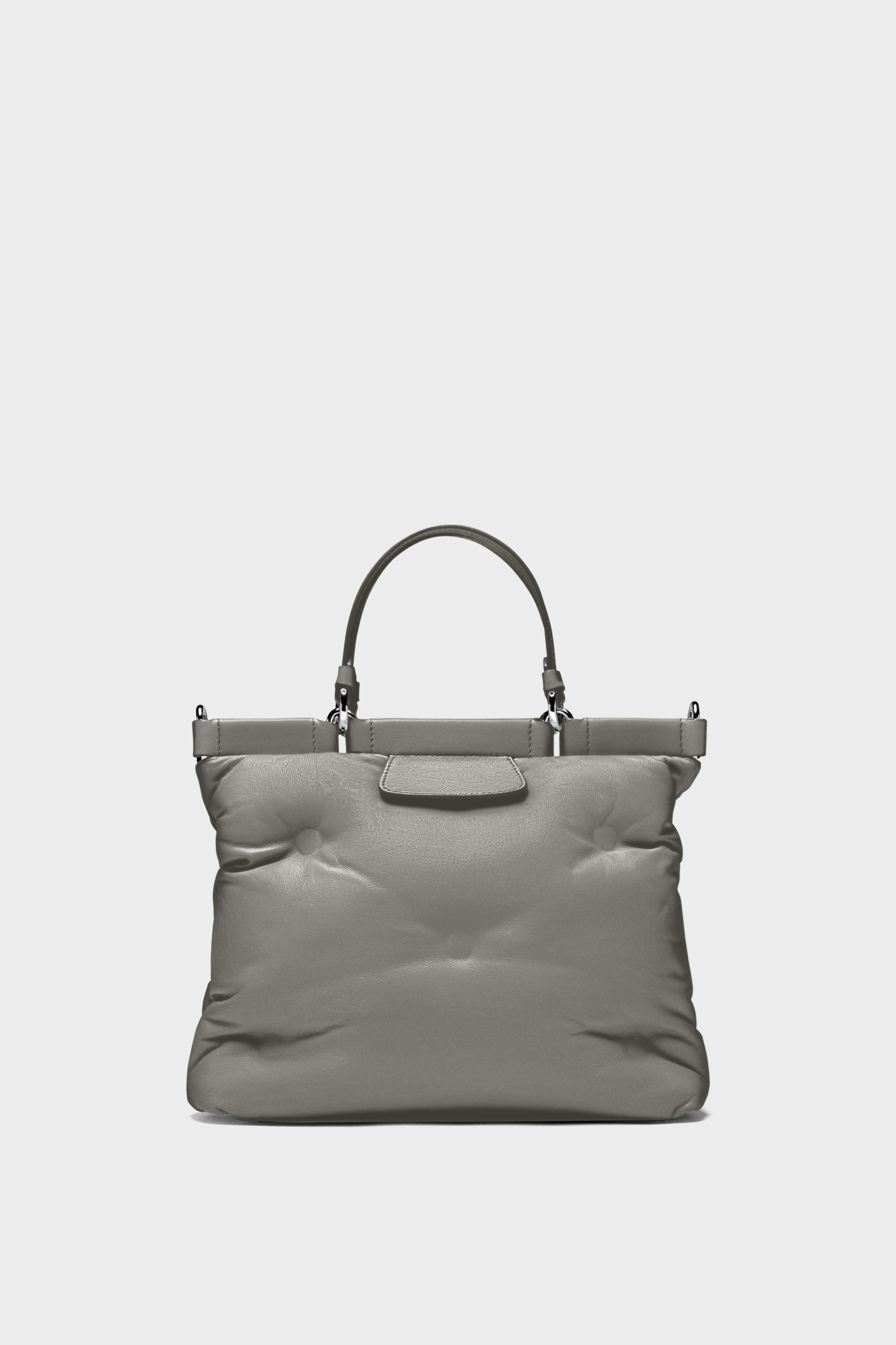 Gray Lambskin Leather Glam Slam Shopping Bag Small