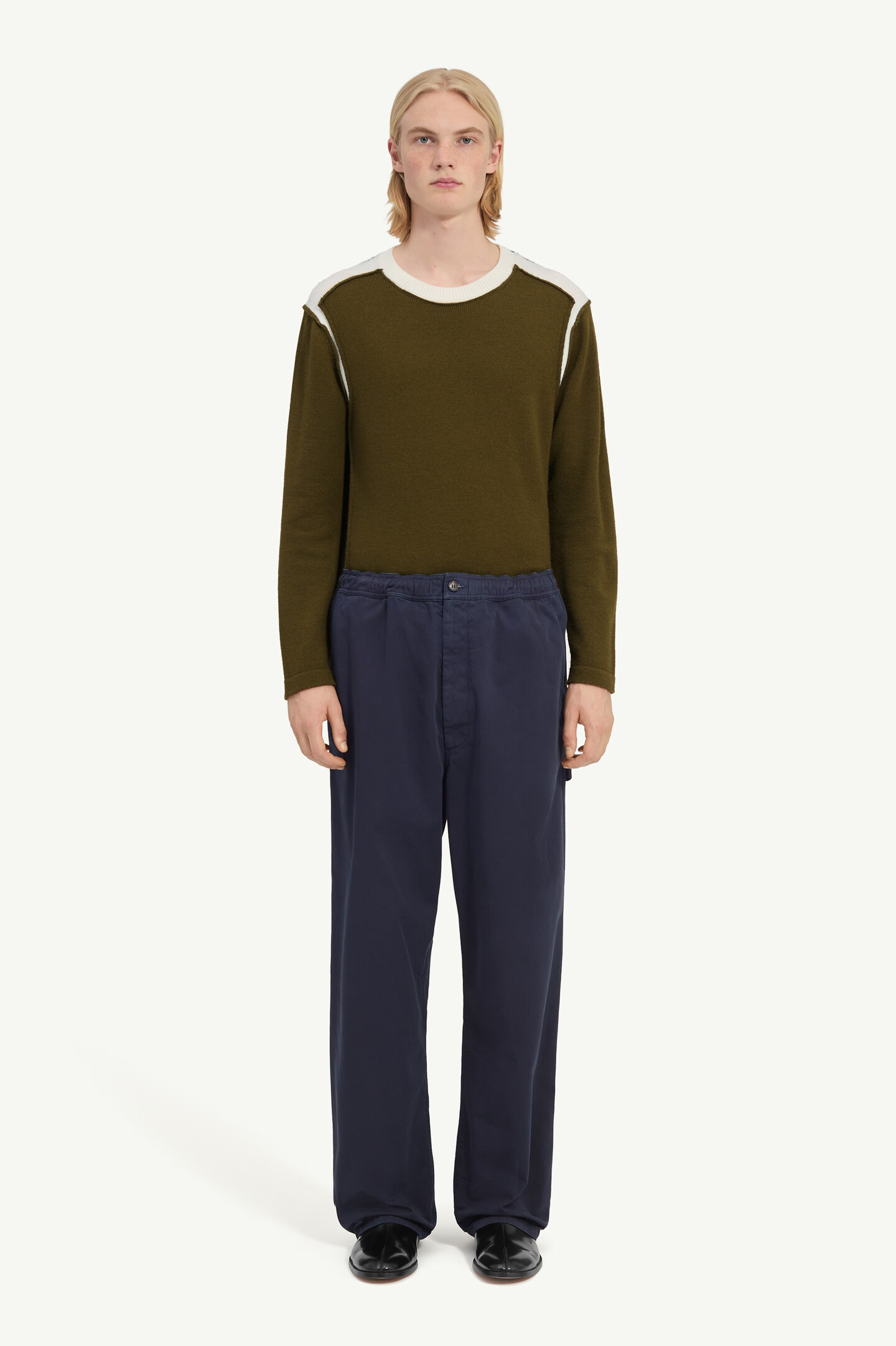 Blue Overdyed gabardine wide-leg trousers | MM6 Official