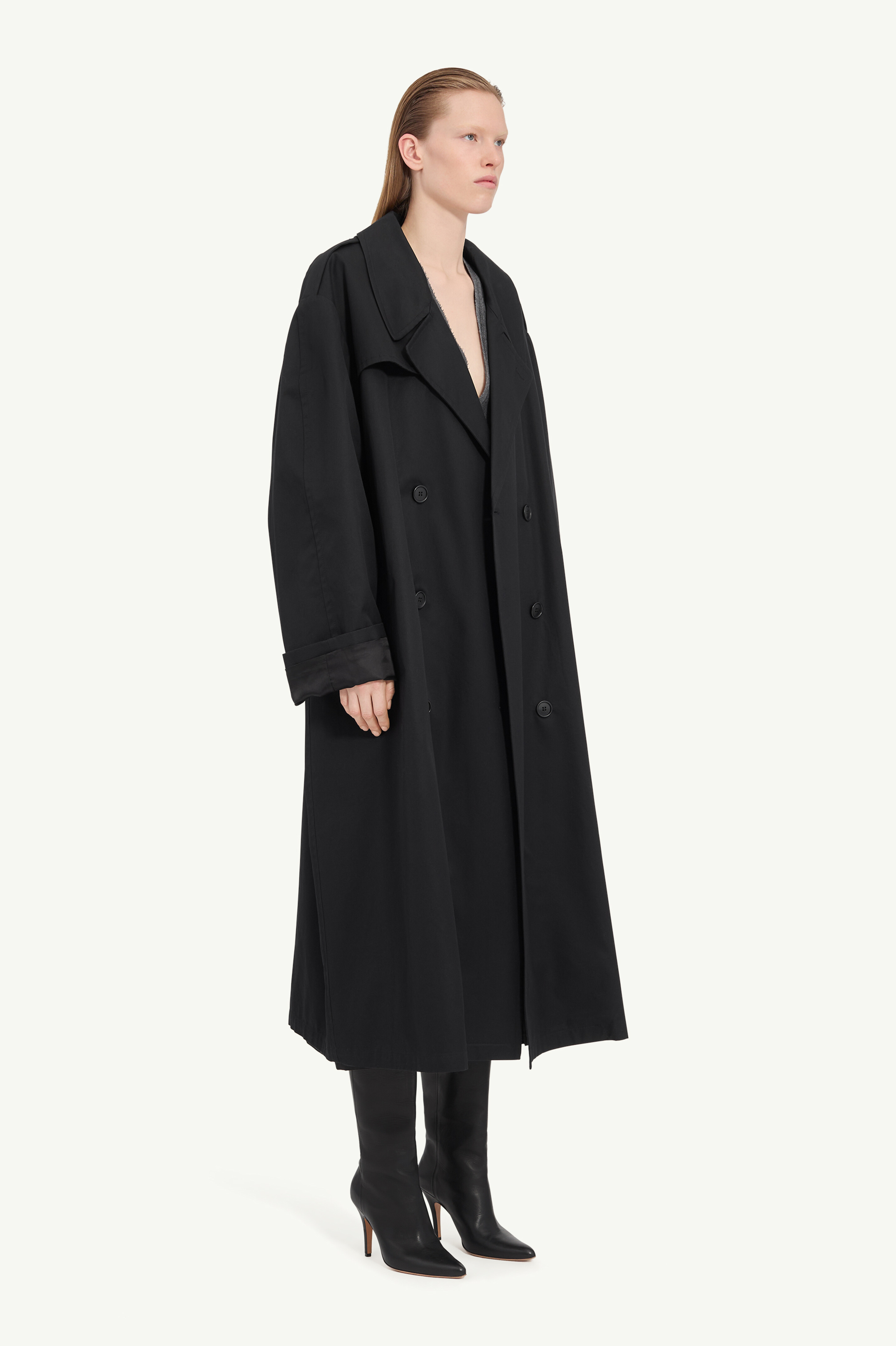 Black Cotton trench coat | MM6 Official