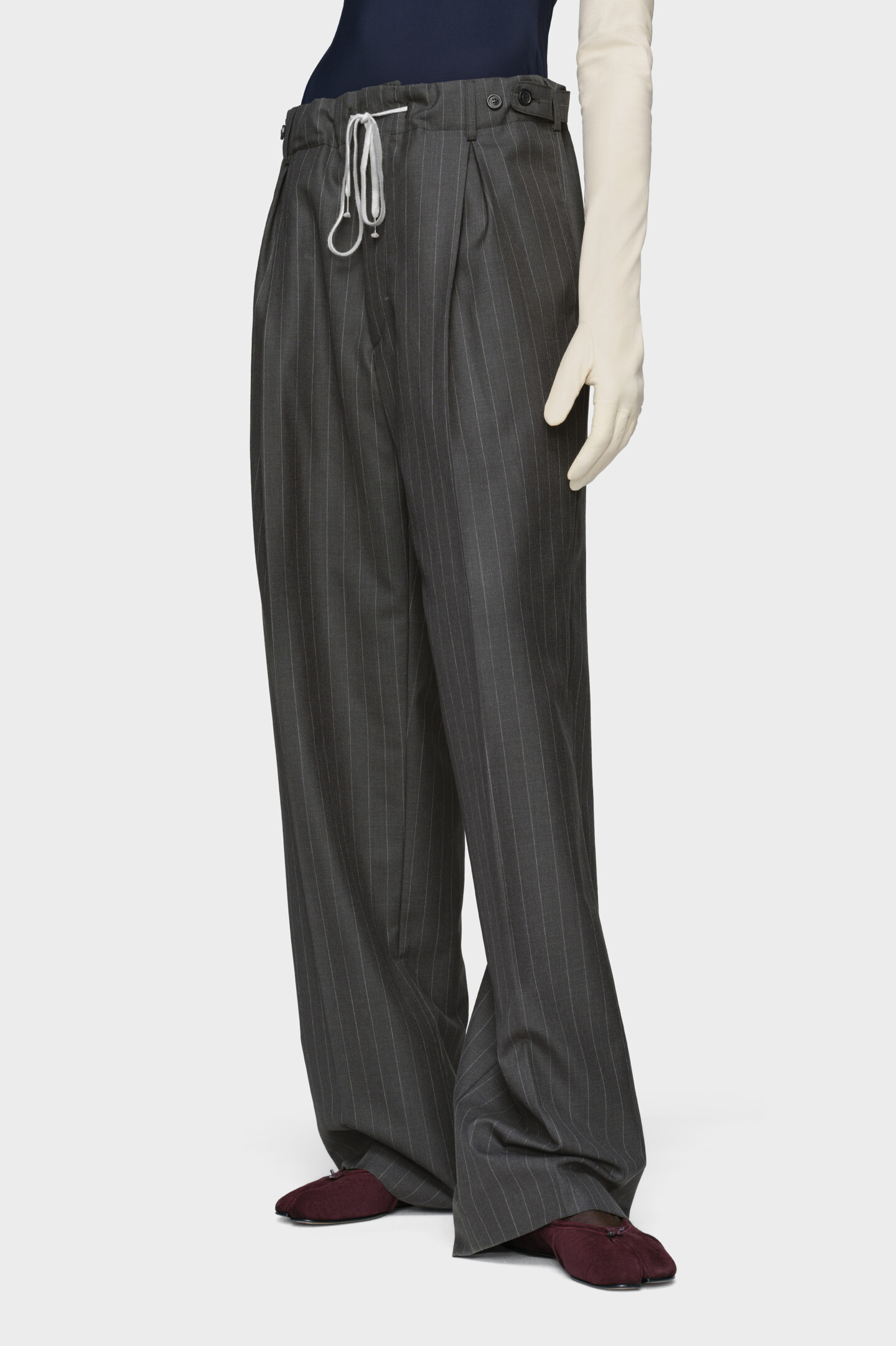 Maison Margiela2020AWストライプ ウール スラックス Pinstripe Wool Drawstring Trousers