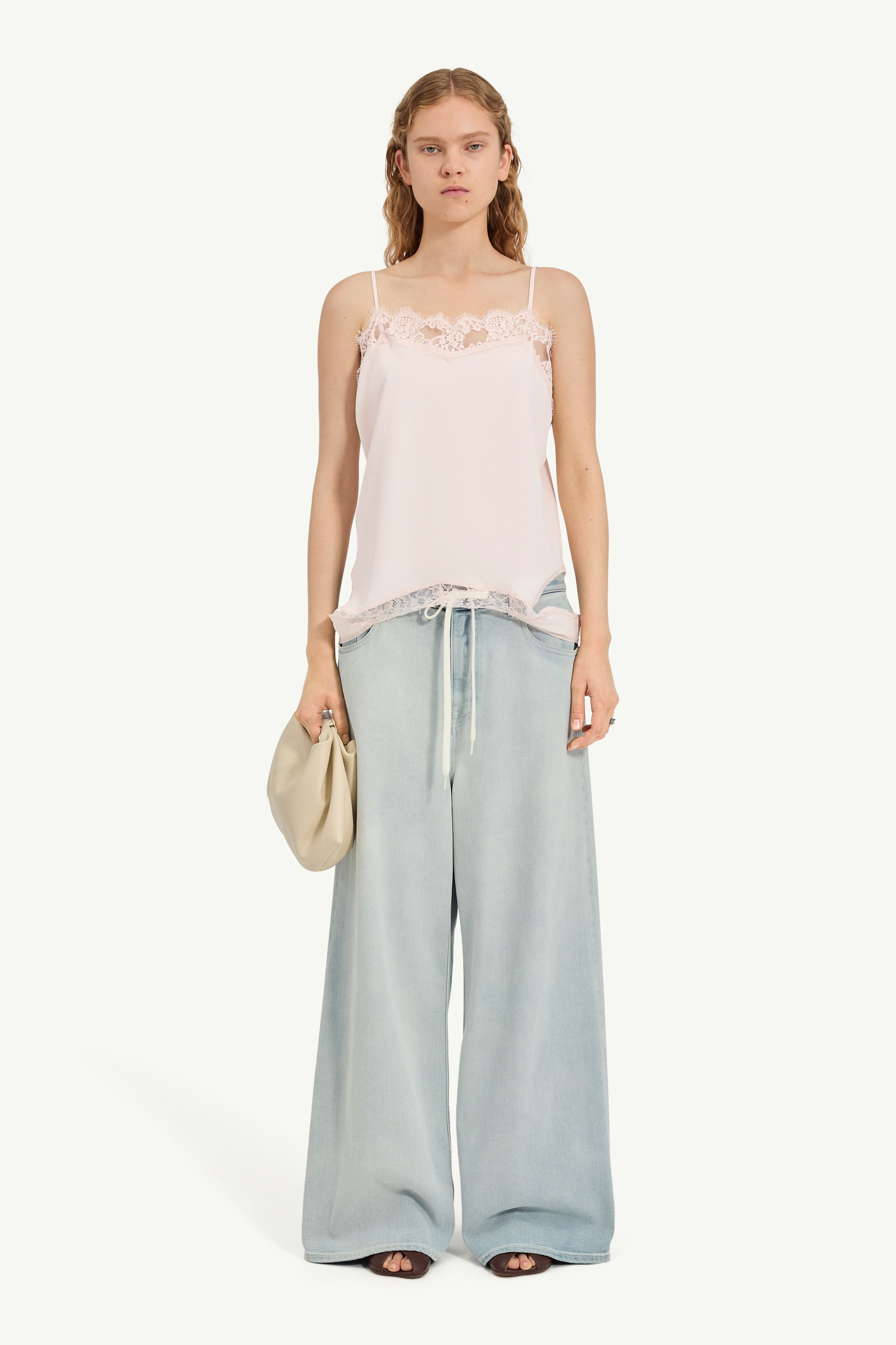 Mirrored lace slip top