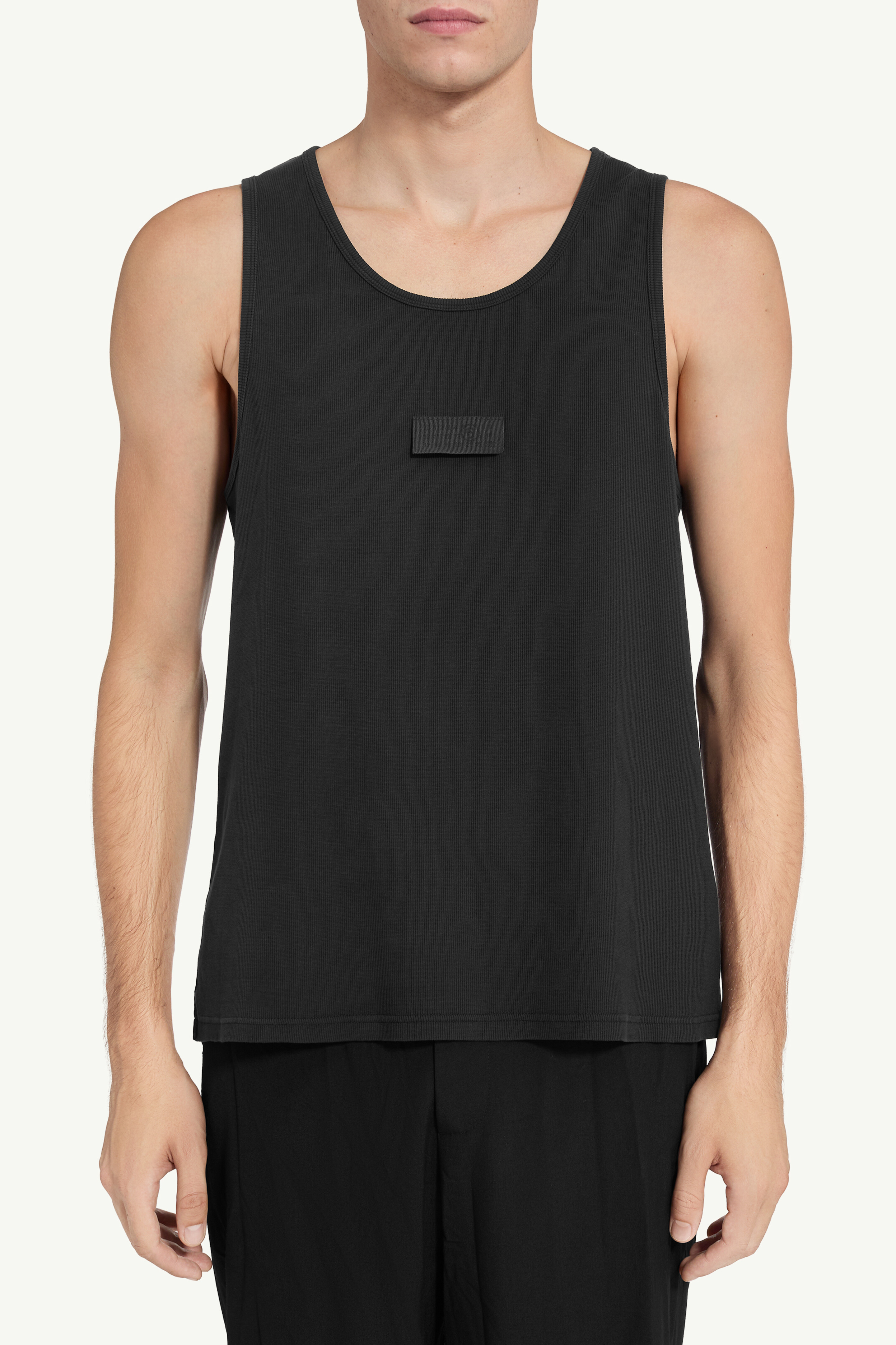 MM6 MAISON MARGIELA 黒タンクトップ MM6 リブジャージー タンクトップ ブラック | Maison Margiela公式