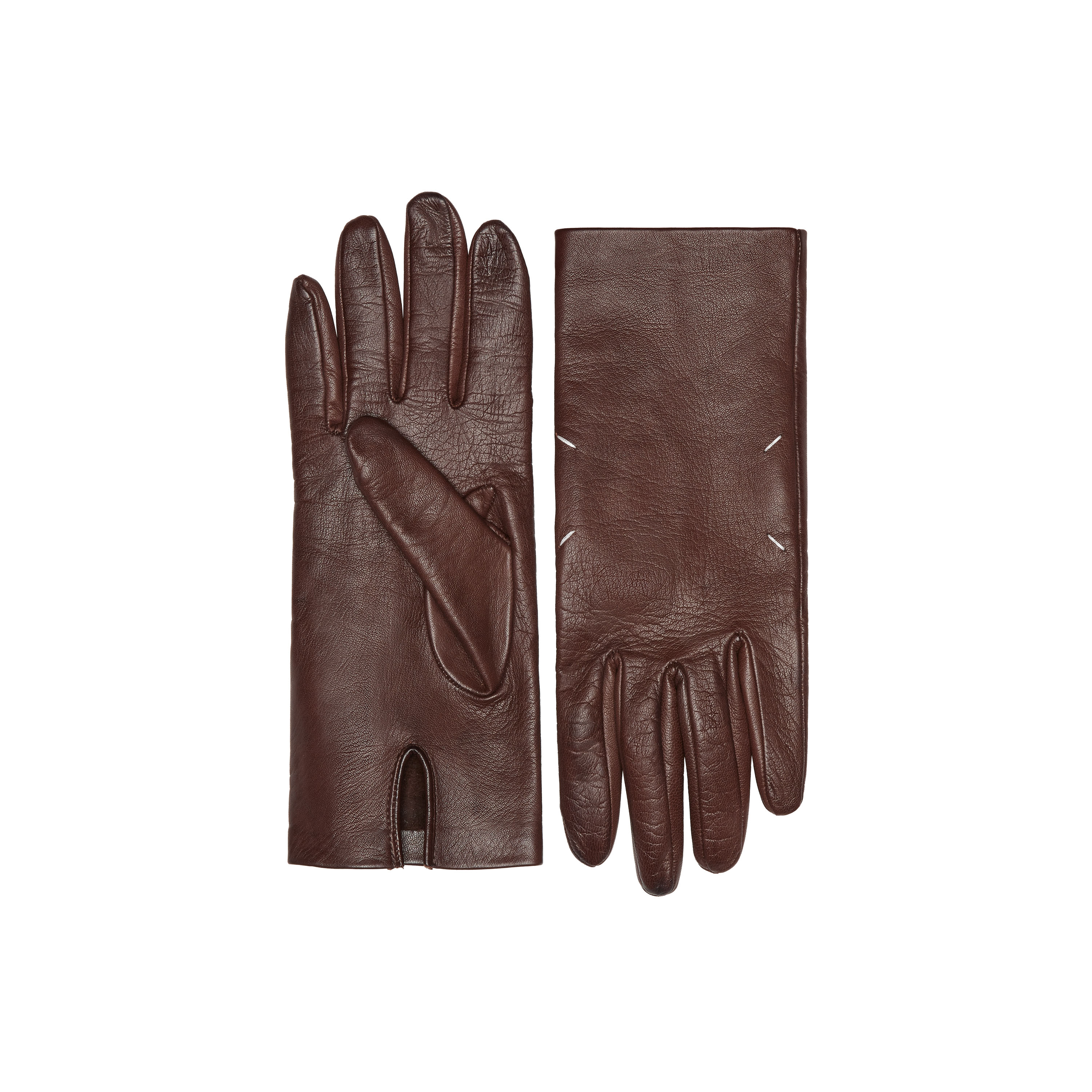 Maison Margiela ダークブラウン レザー手袋 Mサイズ レザーグローブ ブラウン | Maison Margiela公式