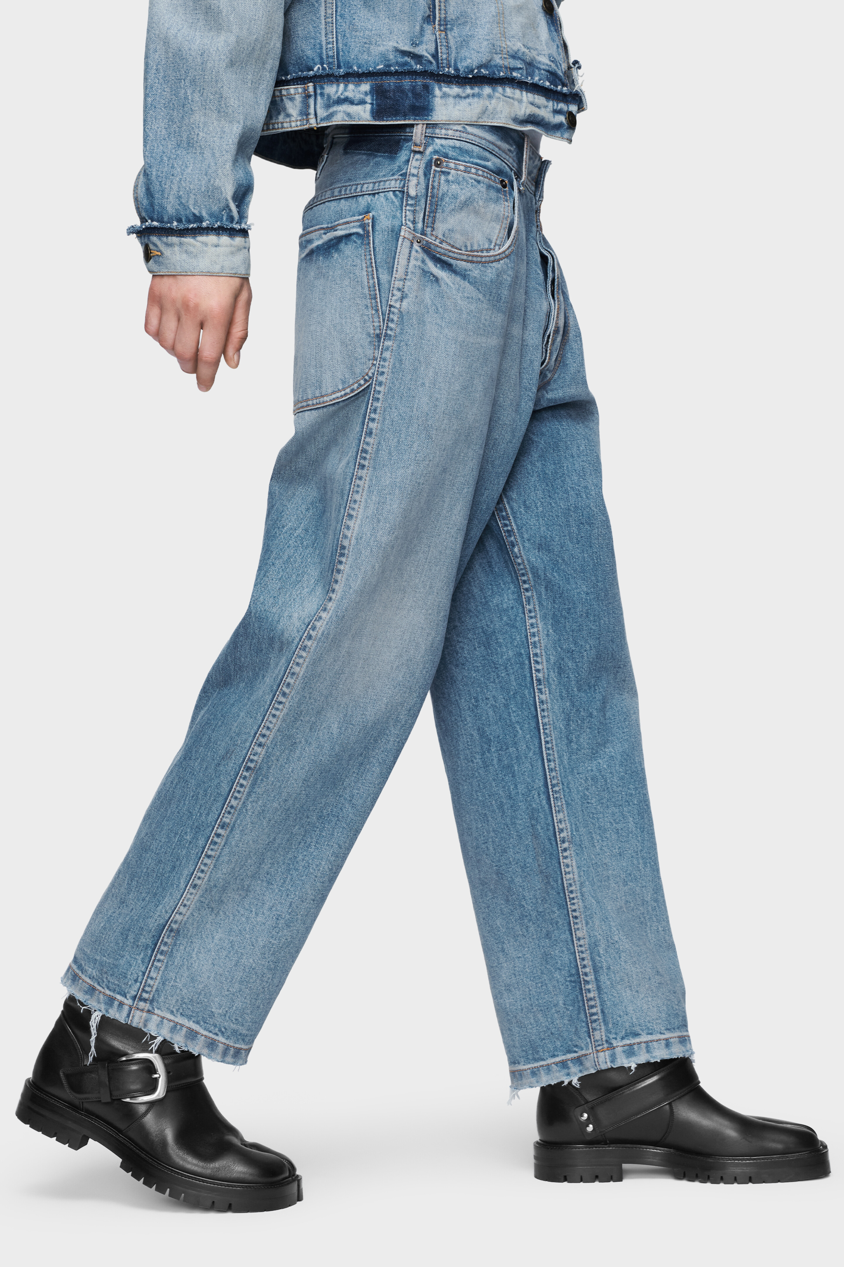 CROPPED DENIM TROUSERS