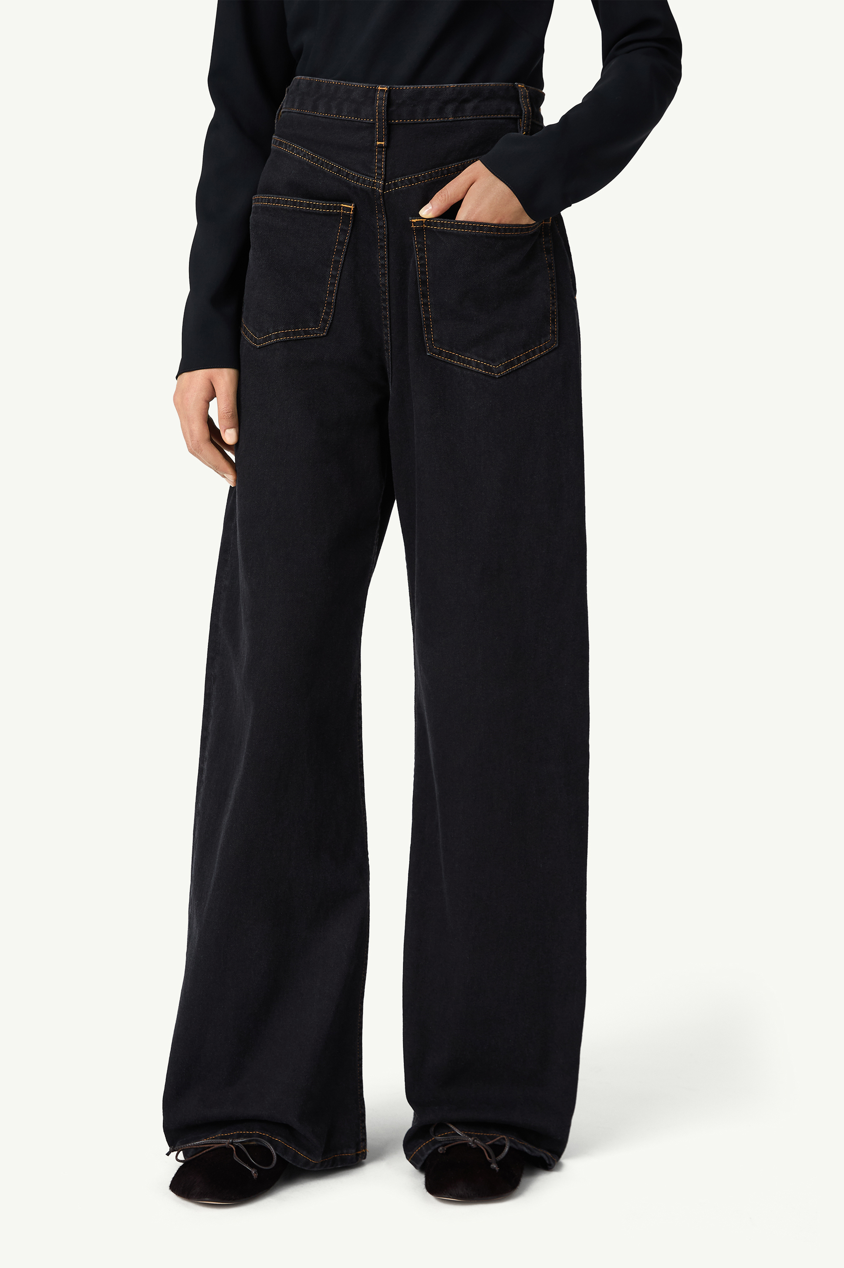 Black Wide-leg denim jeans | MM6 Official